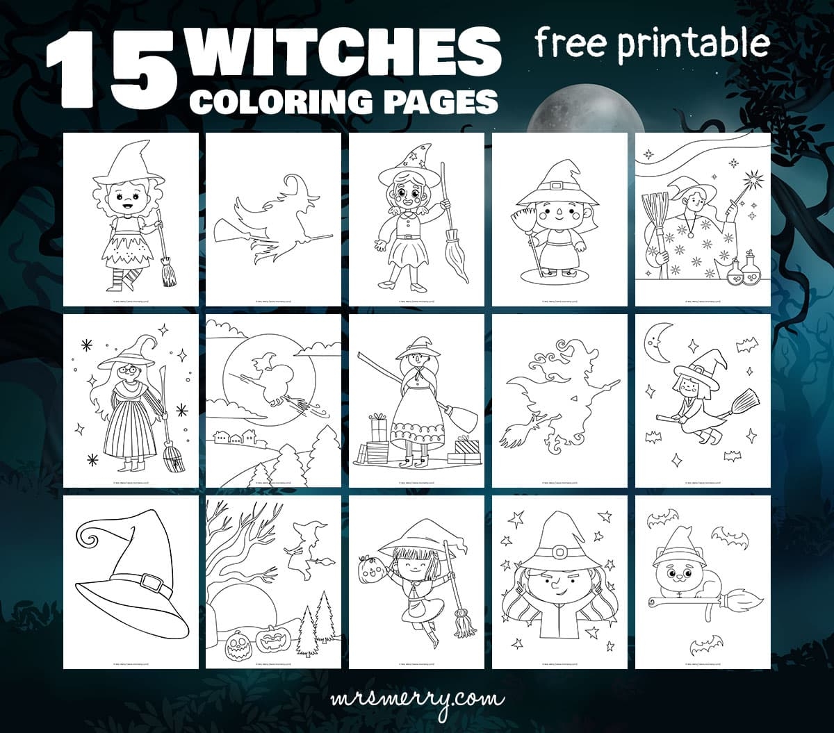 15 Halloween Witch Coloring Pages Printable Mrs Merry