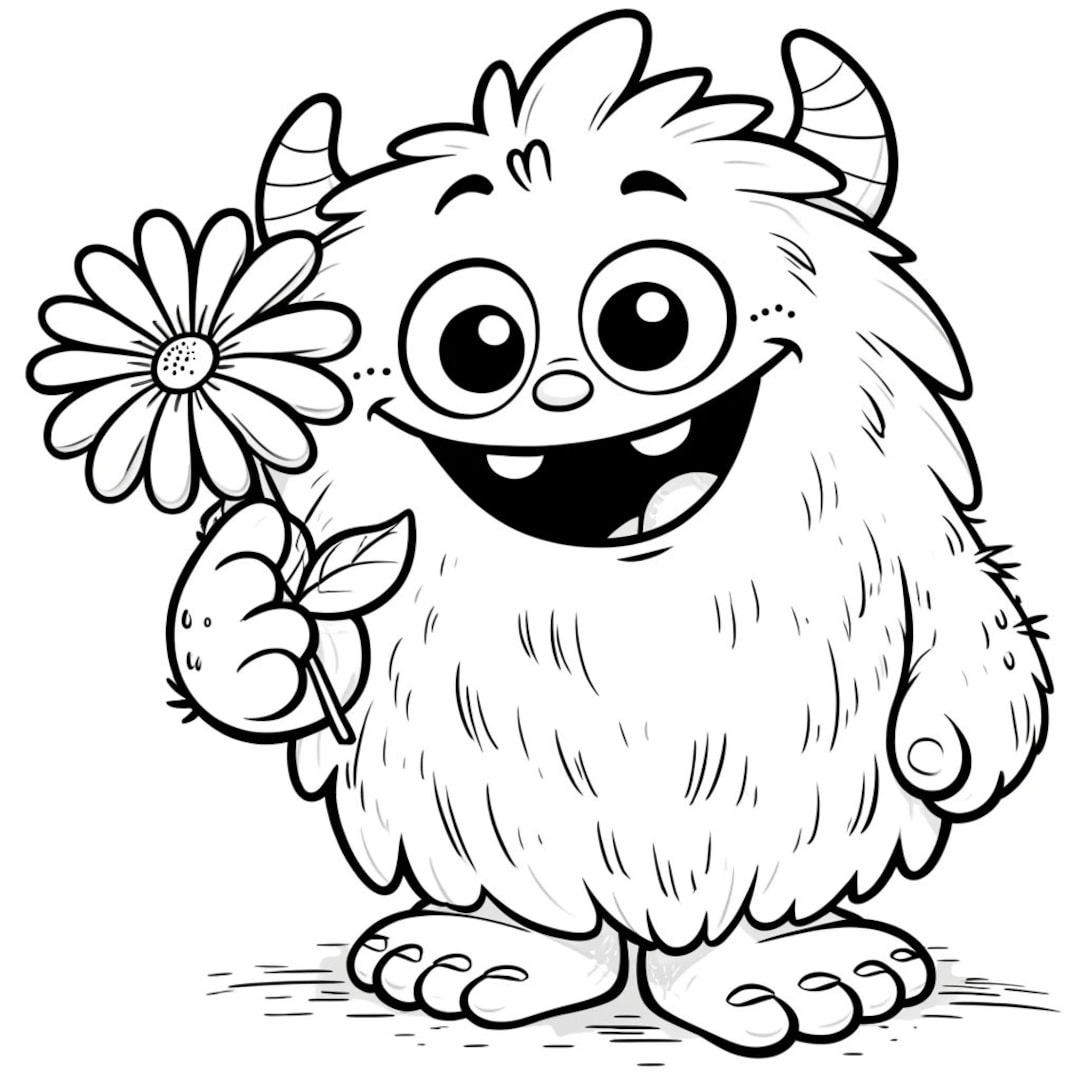 20 Cute Monster Coloring Pages Monster Coloring Pages Cute Monster Coloring Fuzzy Monster Cute Gift Idea Coloring Gift Idea Kids Etsy