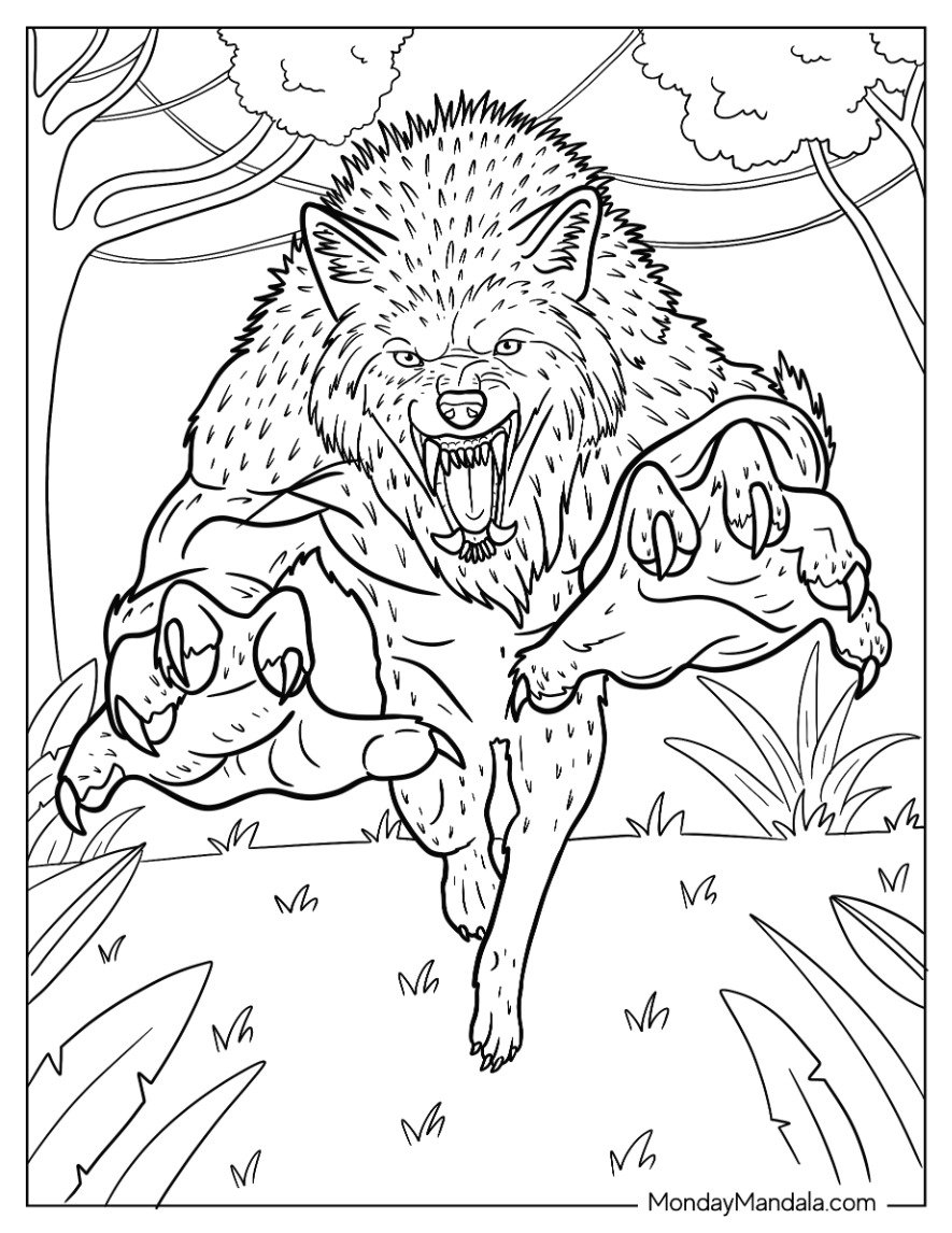 20 Werewolf Coloring Pages Free PDF Printables 