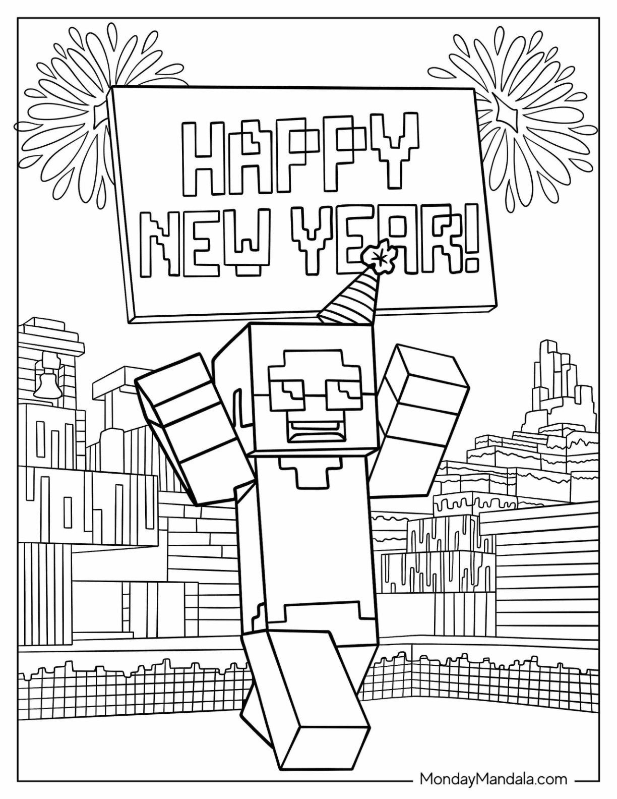 32 New Year Coloring Pages Free PDF Printables 