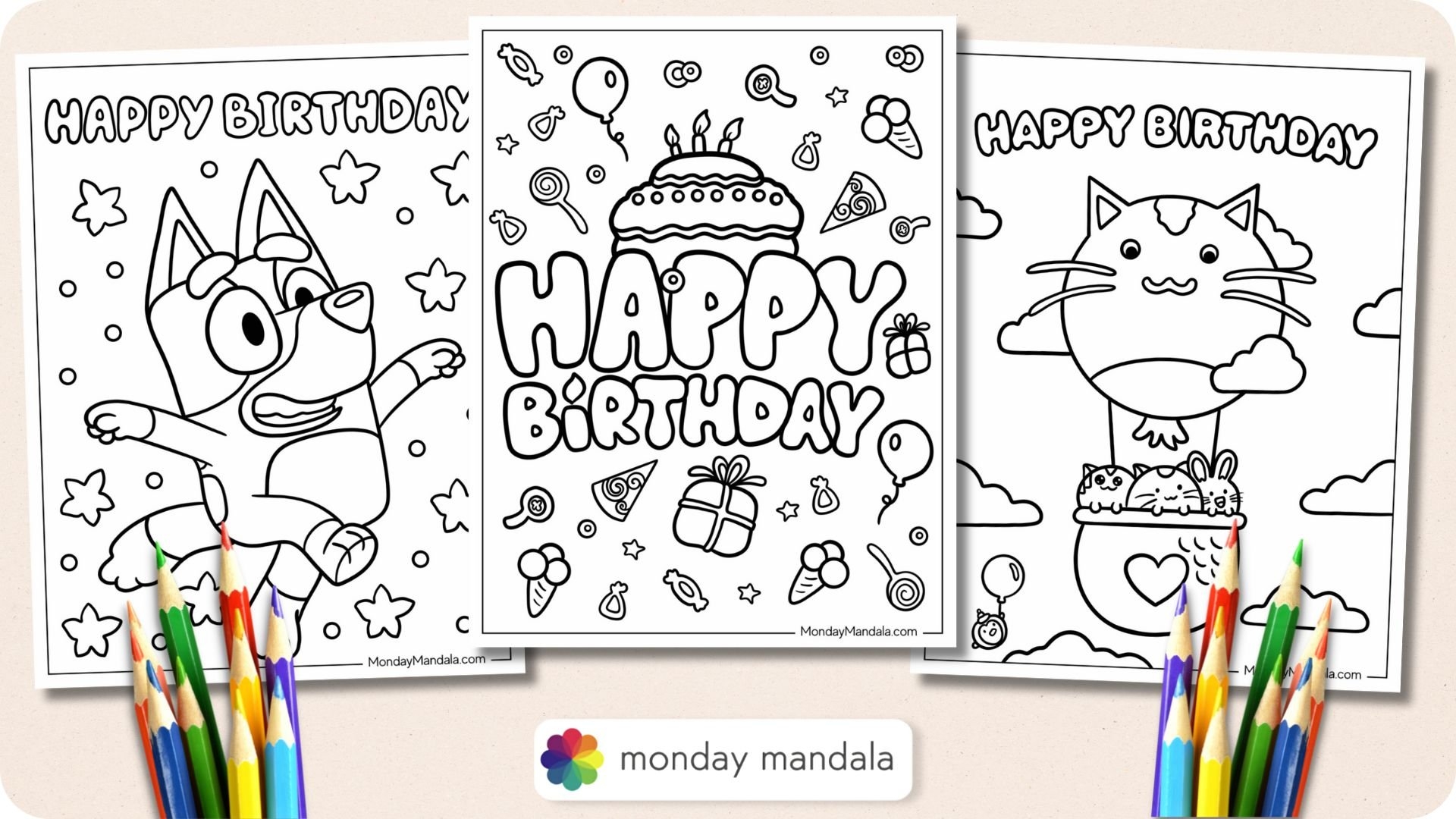 Printable Happy Birthday Coloring Pages