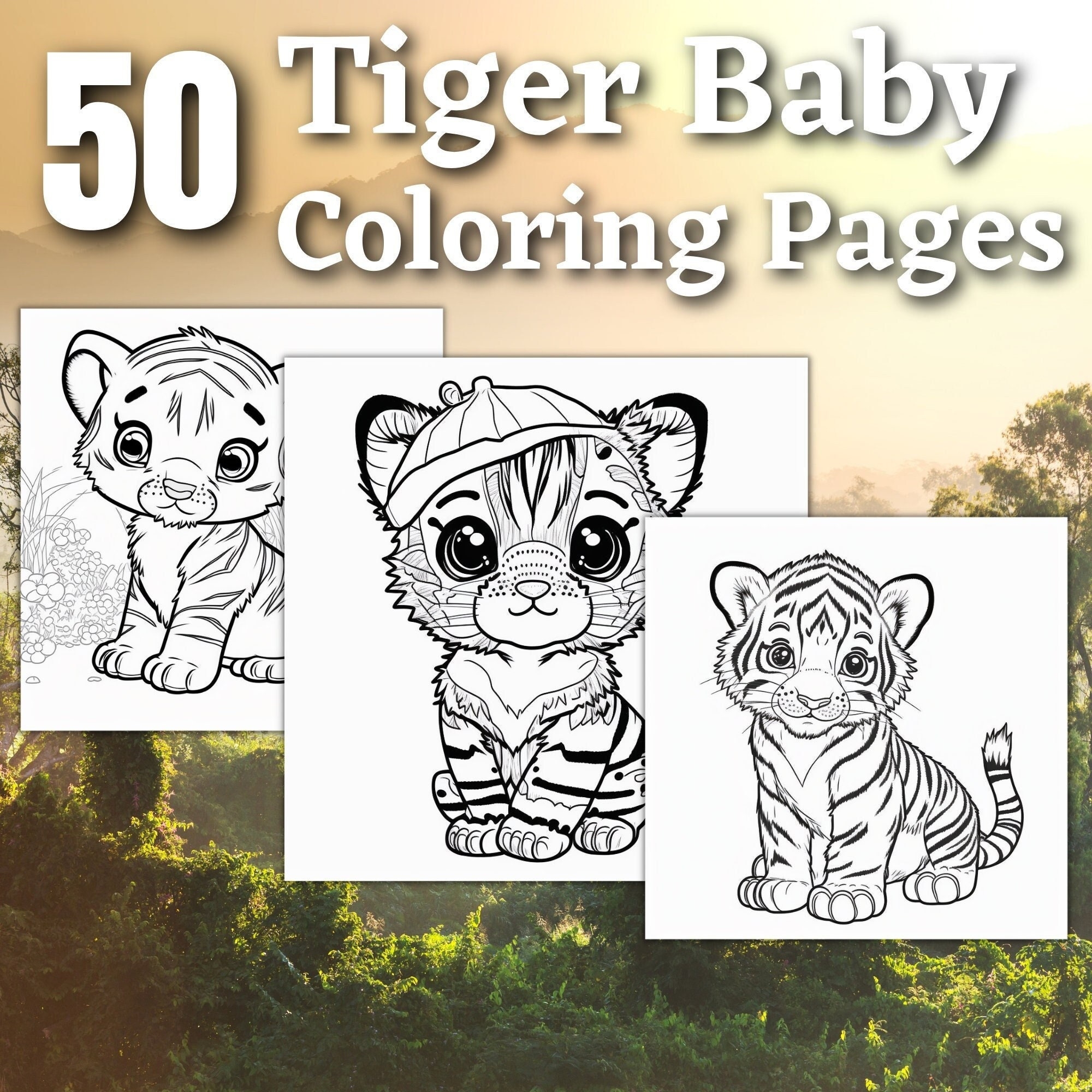50 Baby Tiger Coloring Pages Printable Coloring Book Coloring Pages For Kids Printable Digital Coloring Digital Download