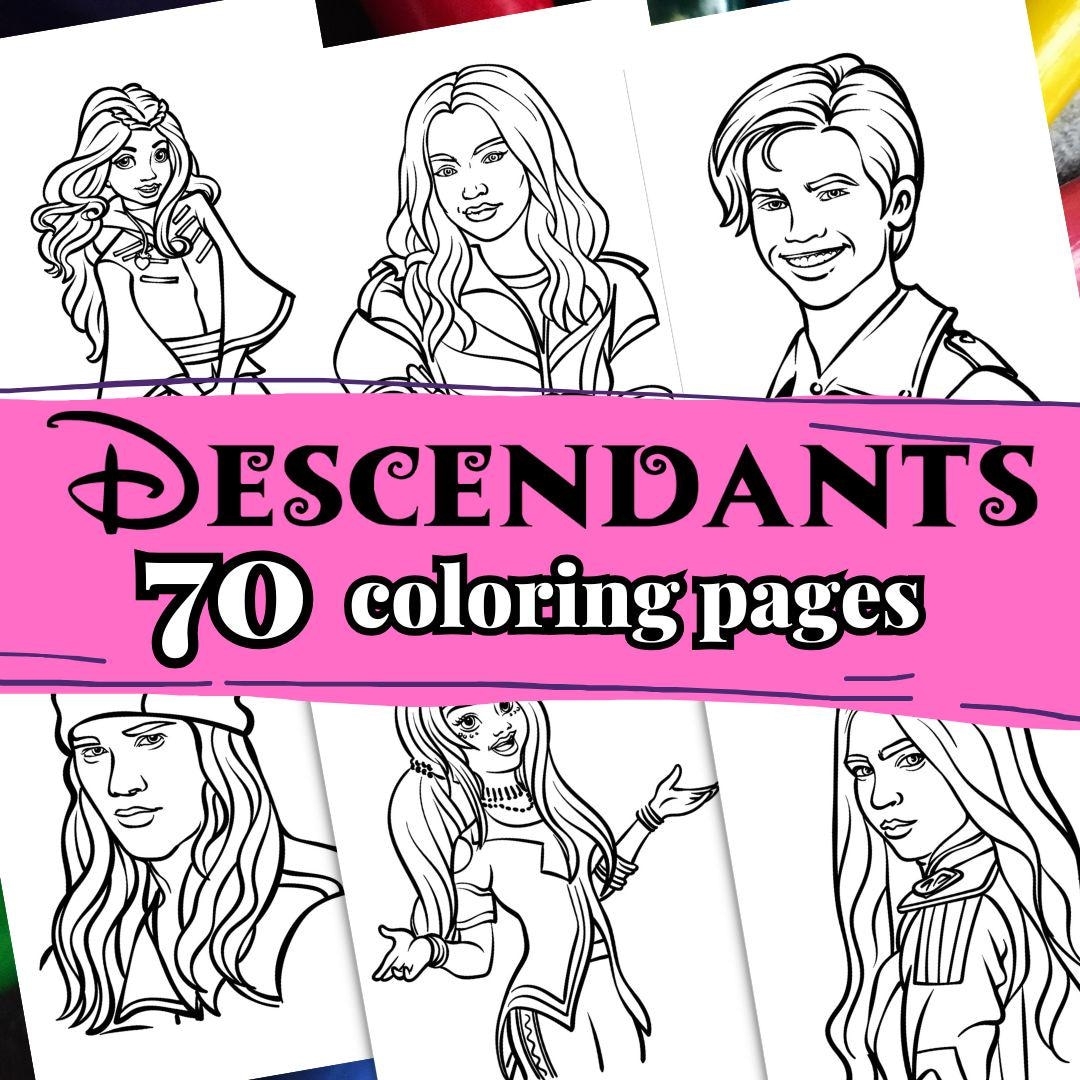 50 DESCENDANTS Coloring Pages A4 Format Coloring Book For Kids Kid Coloring Pages PDF Printable Coloring Pages Etsy