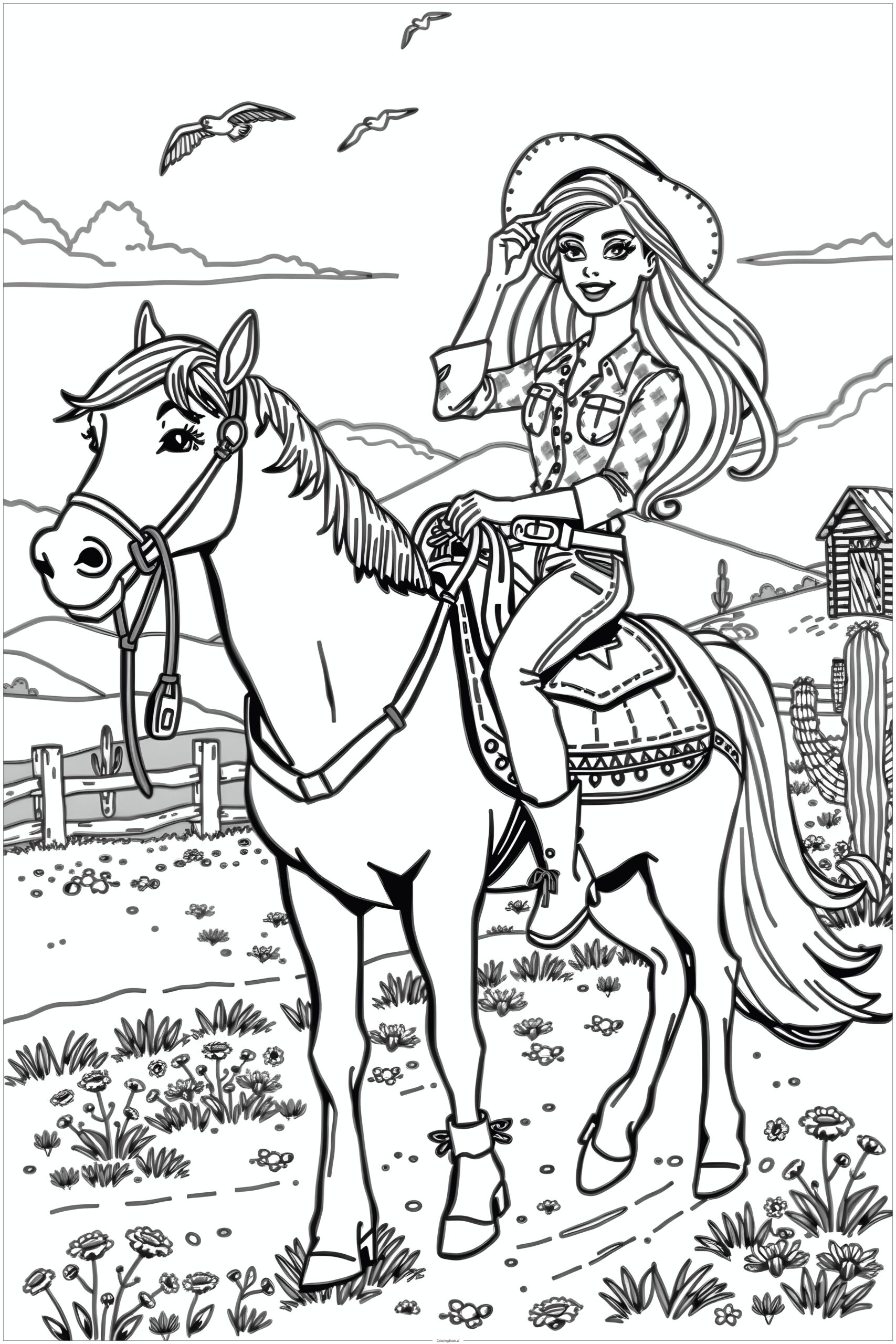 Cowgirl Coloring Pages Printable