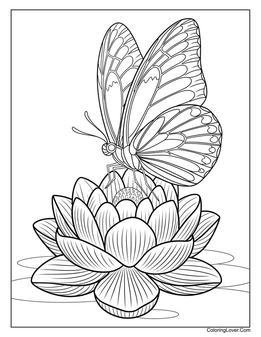 Printable Flower Butterfly Coloring Pages