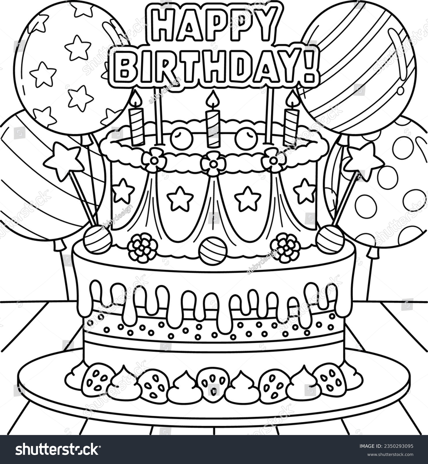 6 Thousand Birthday Cake Coloring Pages Royalty Free Images 