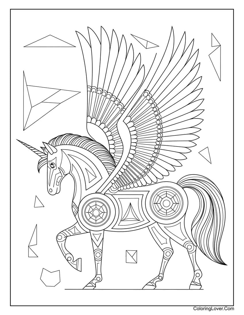 Free Unicorn Coloring Page