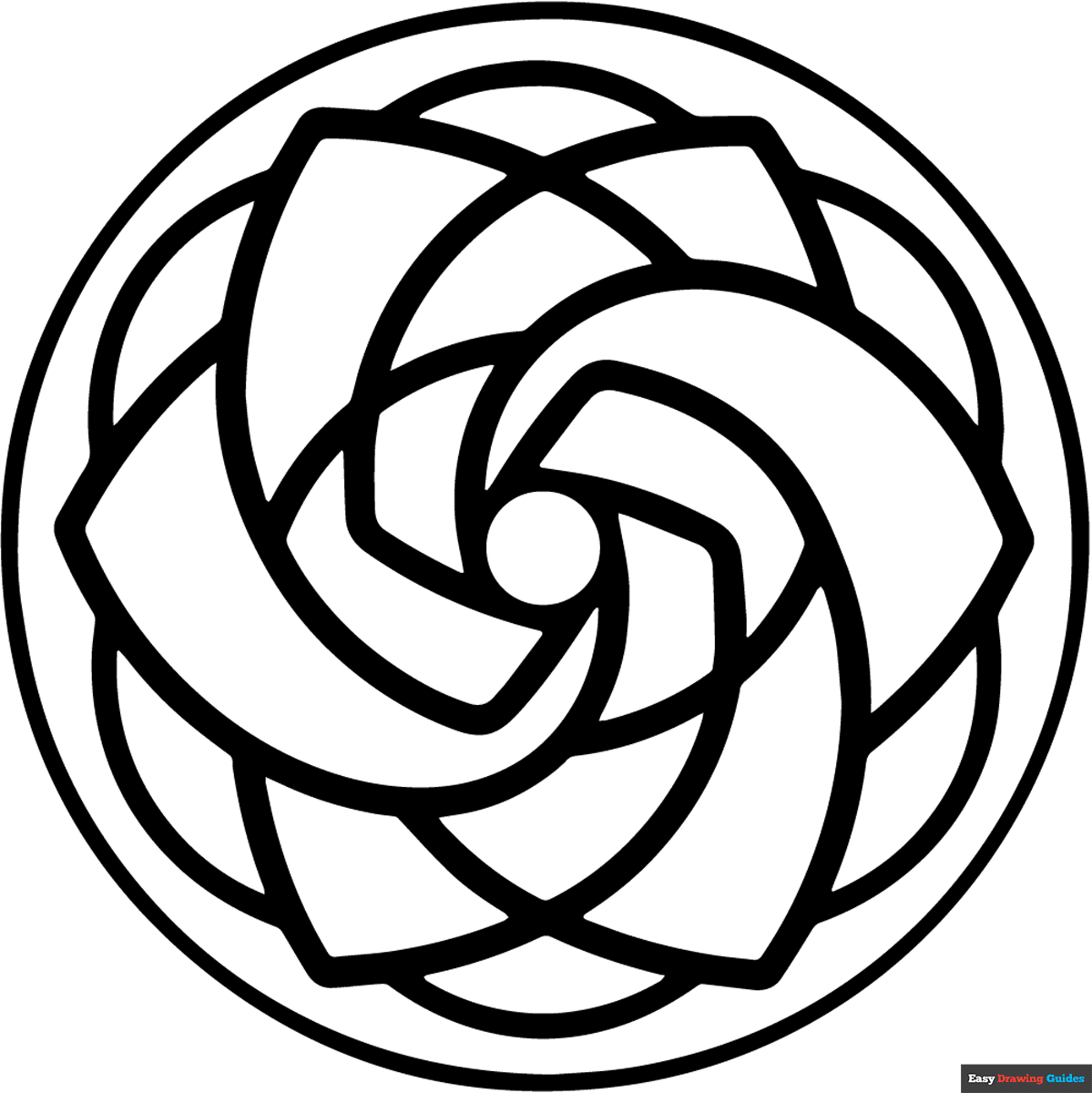 Abstract Rose Mandala Coloring Page Easy Drawing Guides