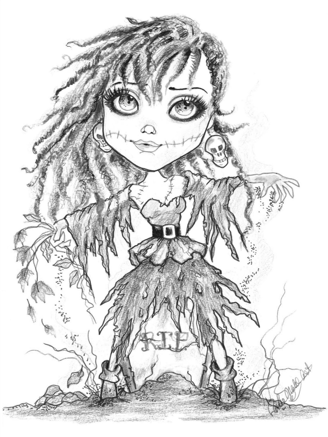 Adult Coloring Page Grayscale Coloring Page Printable Coloring Page Digital Download Halloween Fantasy Art Dead Prom Date By Leslie Mehl Art