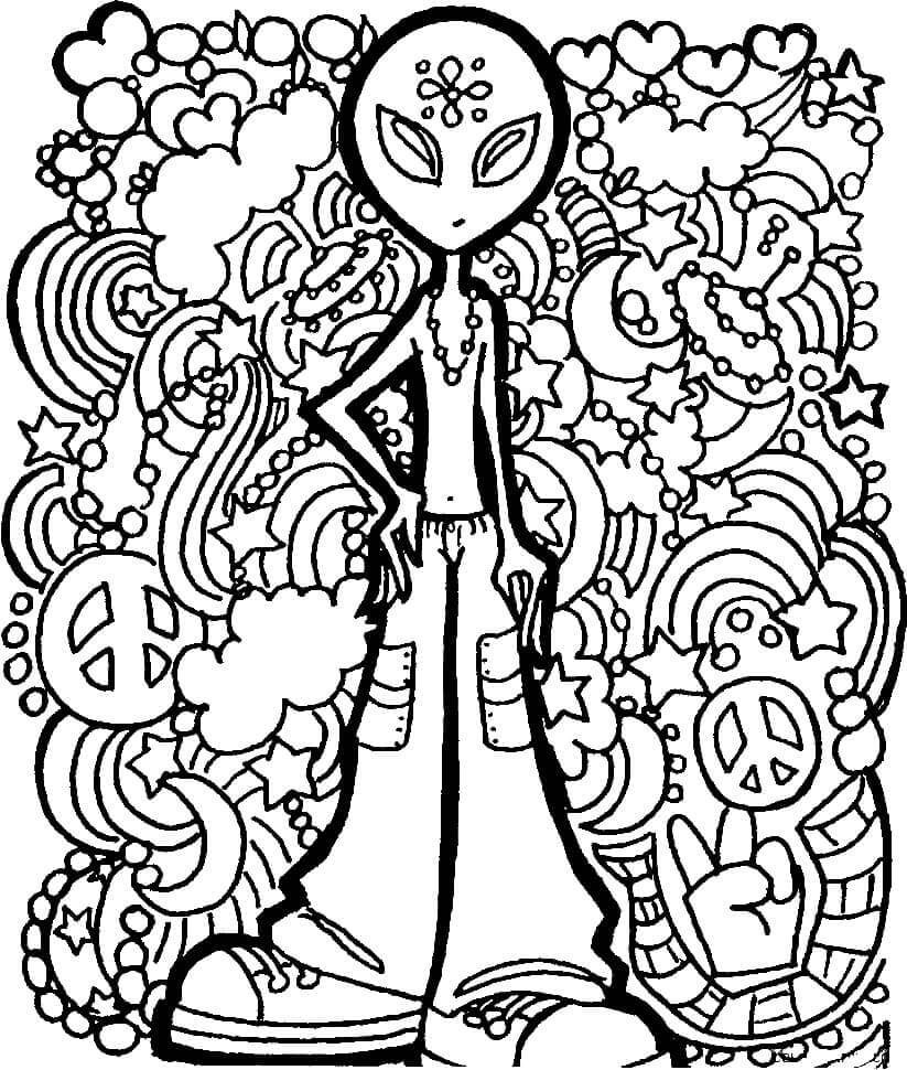 Alien Trippy Coloring Page Download Print Or Color Online For Free