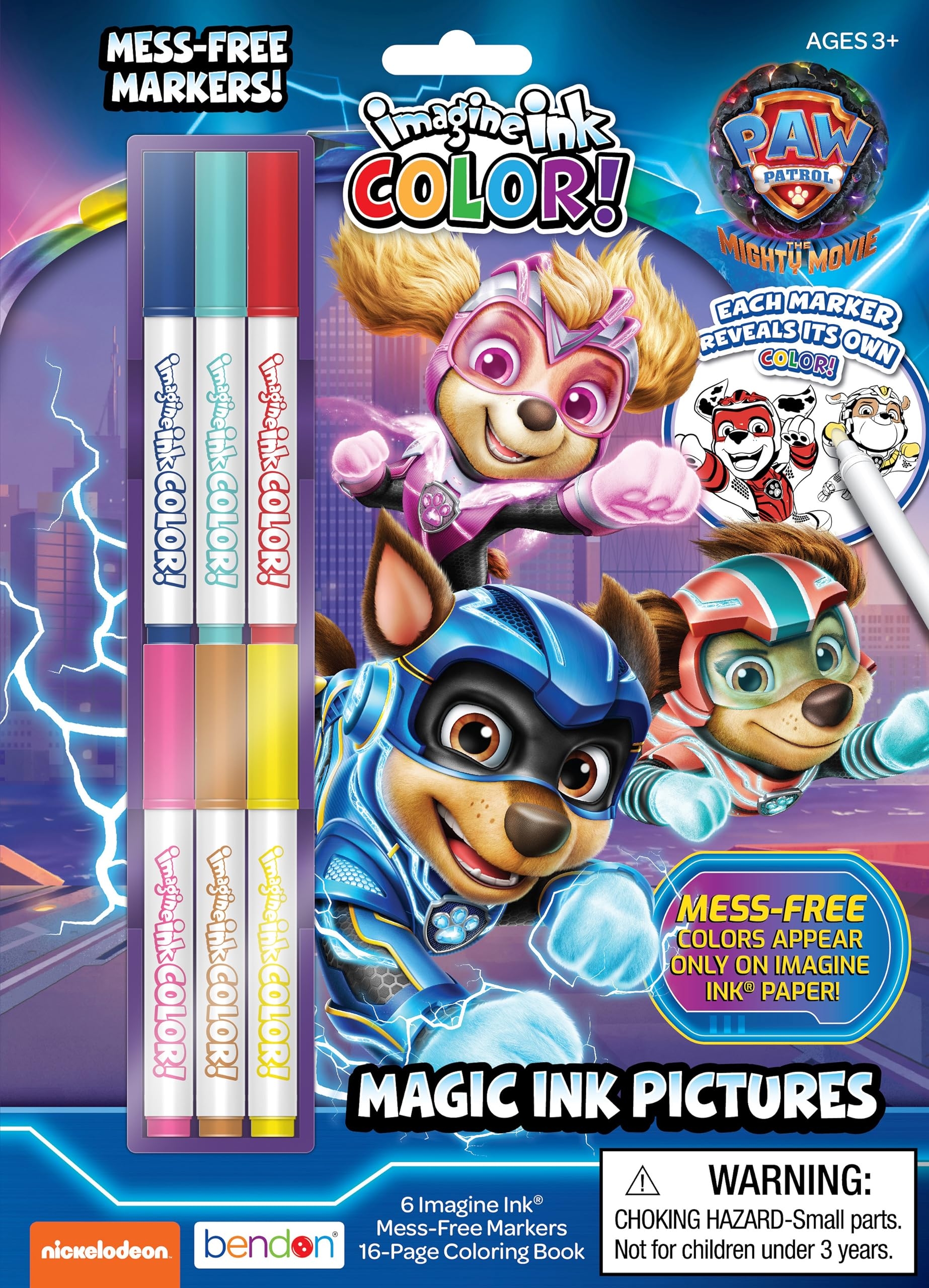 Amazon PAW Patrol The Mighty Move 16 Page Imagine Ink Coloring Pad With 6 Mini Mess Free Markers Bendon 58596 Toys U0026 Games