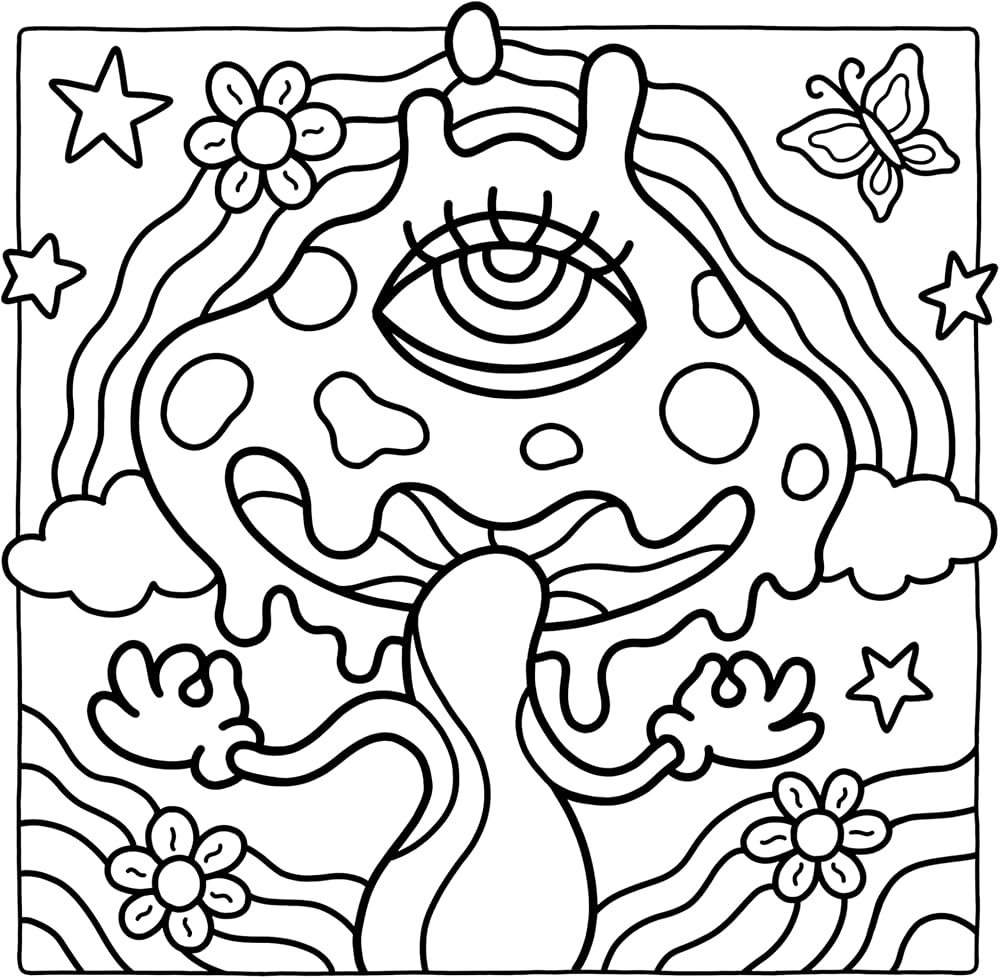 Amazon Trippy U0026 Groovy Psychedelic Coloring Book For Adults 
