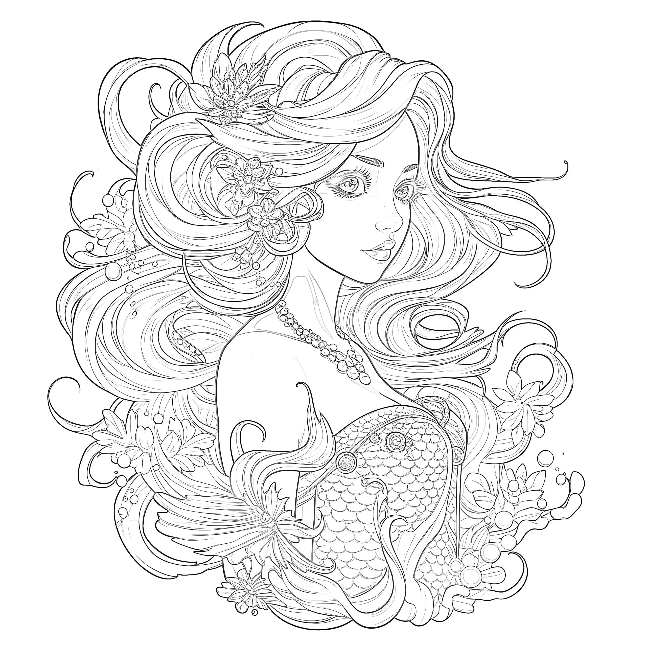 Mermaid Printable Coloring Page