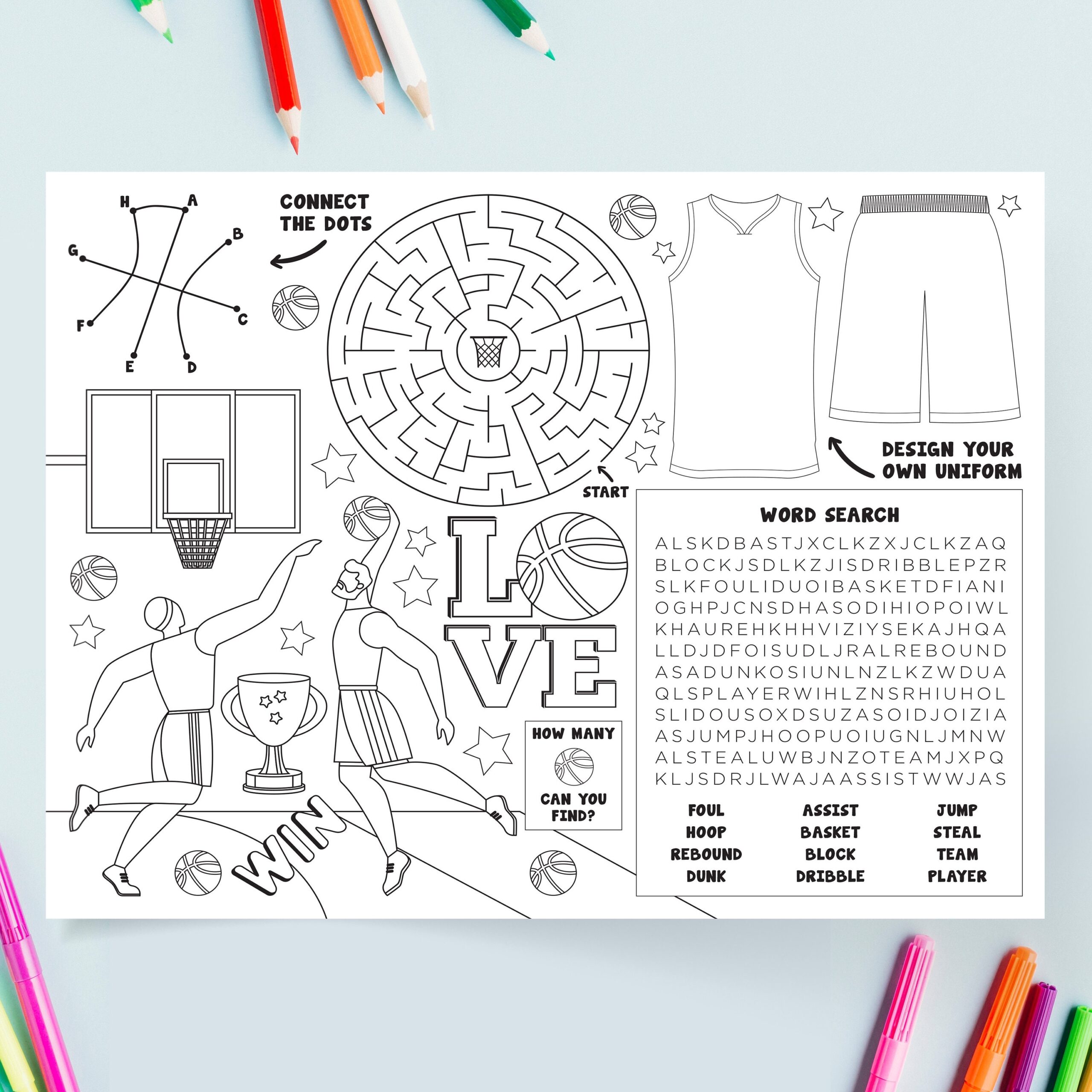 Basketball Coloring Page Printable