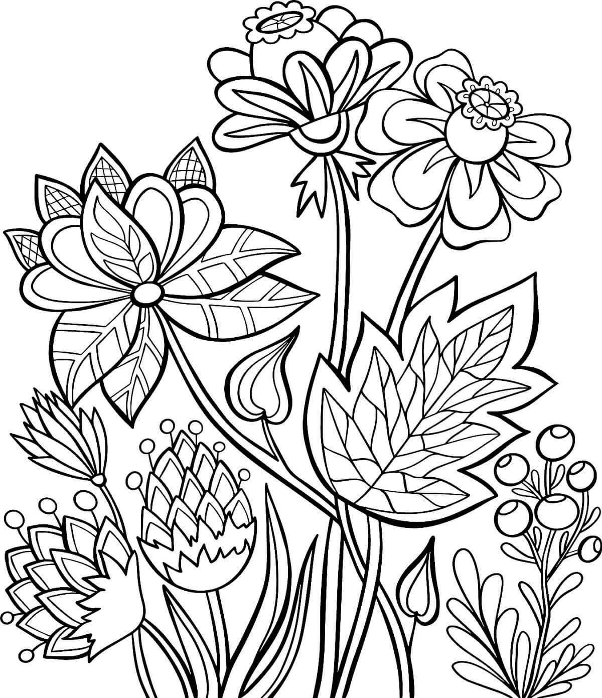 Beautiful Flowers Coloring Page Download Print Or Color Online For Free