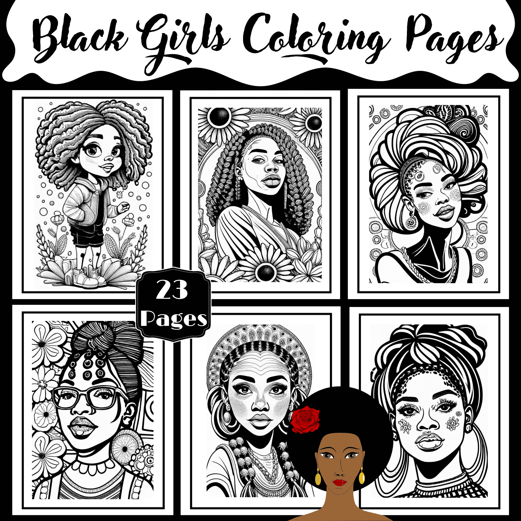Black Girls Coloring Pages Black Woman Coloring Pages Made By 