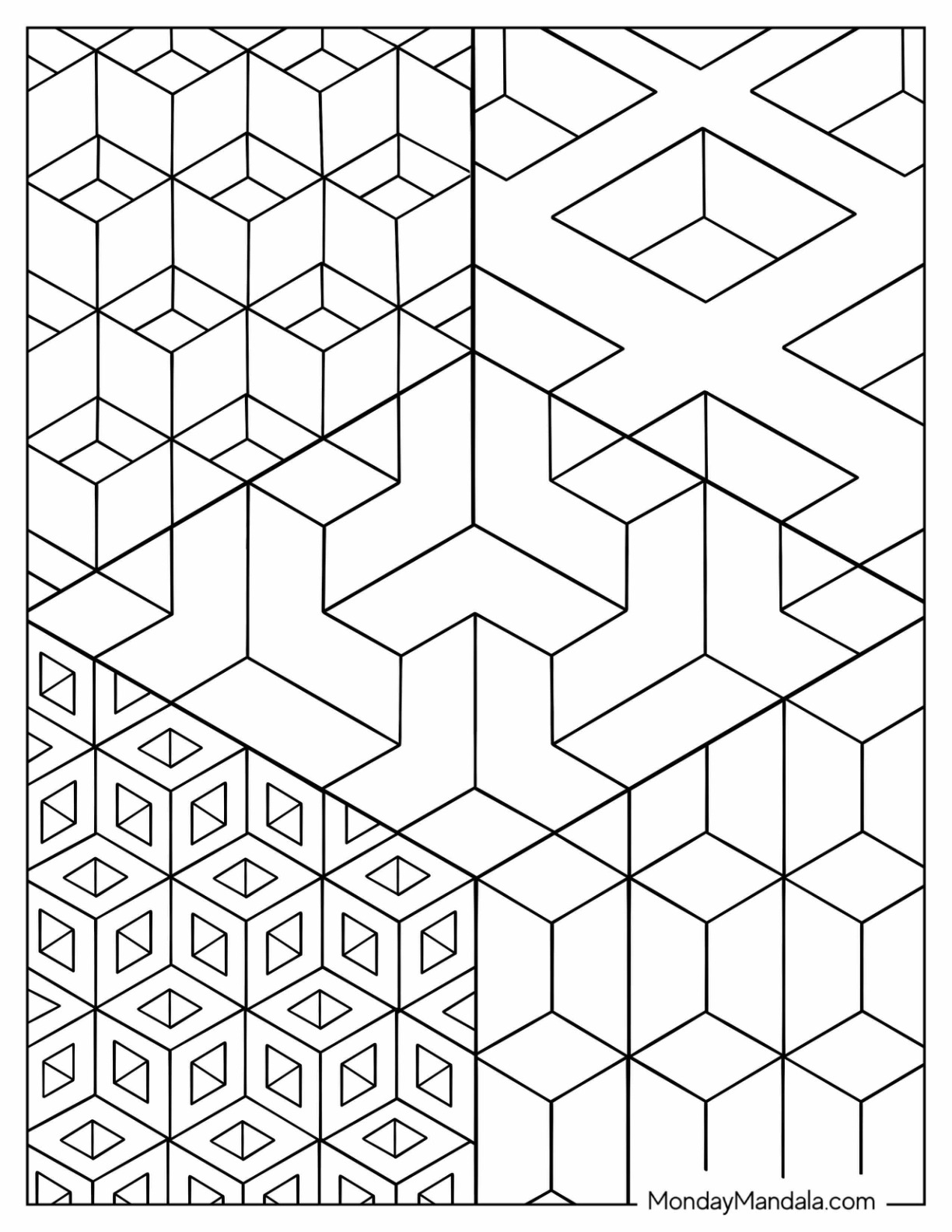 Blank Geometric Shape Coloring Pages Triangle Patterns Worksheets Library