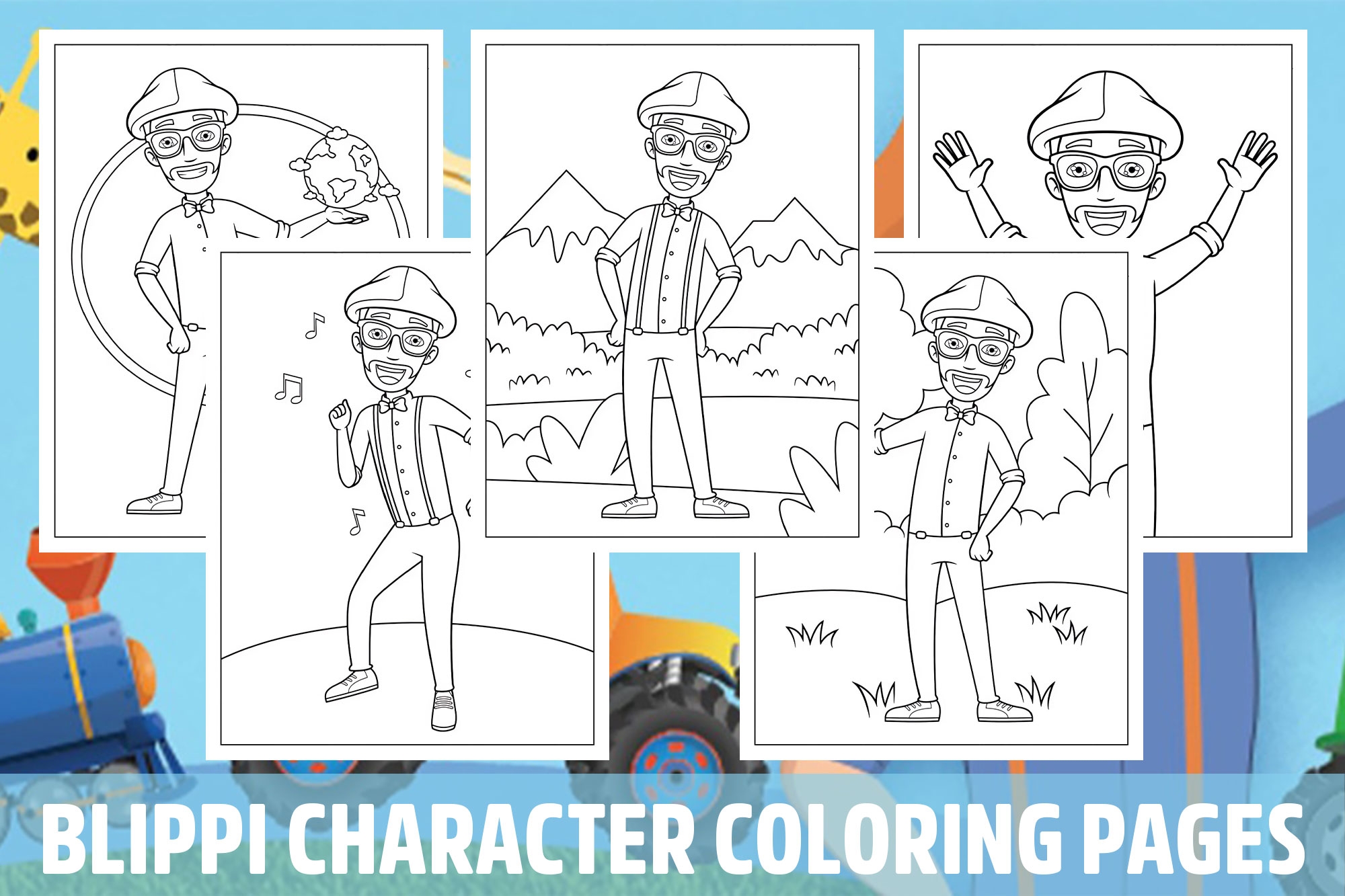 Blippi Character Coloring Pages For Kids Girls Boys Teens Birthday School Activity Made By Teachers