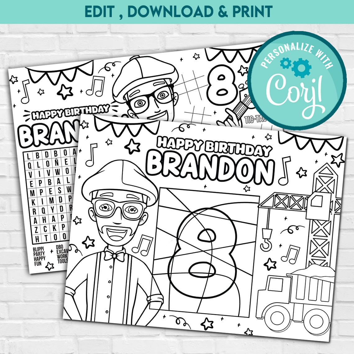 Blippi Placemat Blippi Coloring Pages 3Grafik Printable Products For Yours Party