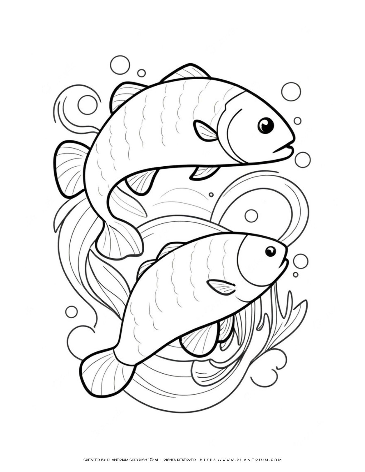 Boost Creativity With Two Fish Coloring Page for Kids Printable