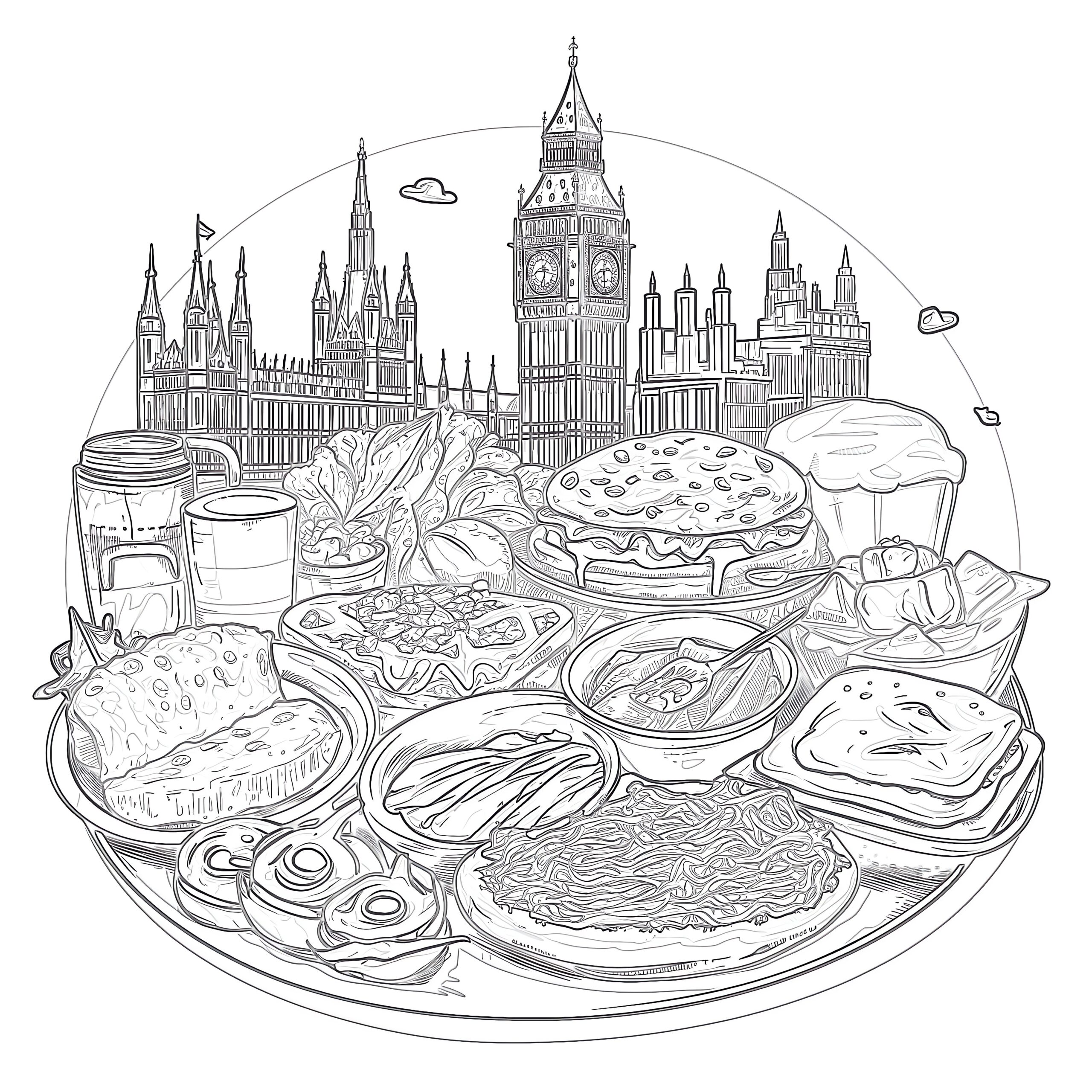 British Cuisine Coloring Page Coloring Pages Mimi Panda