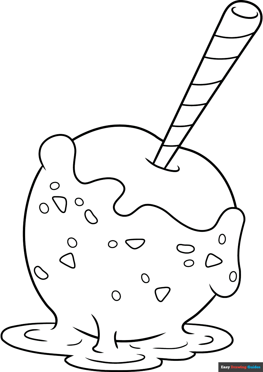Candy Apple Coloring Page Easy Drawing Guides