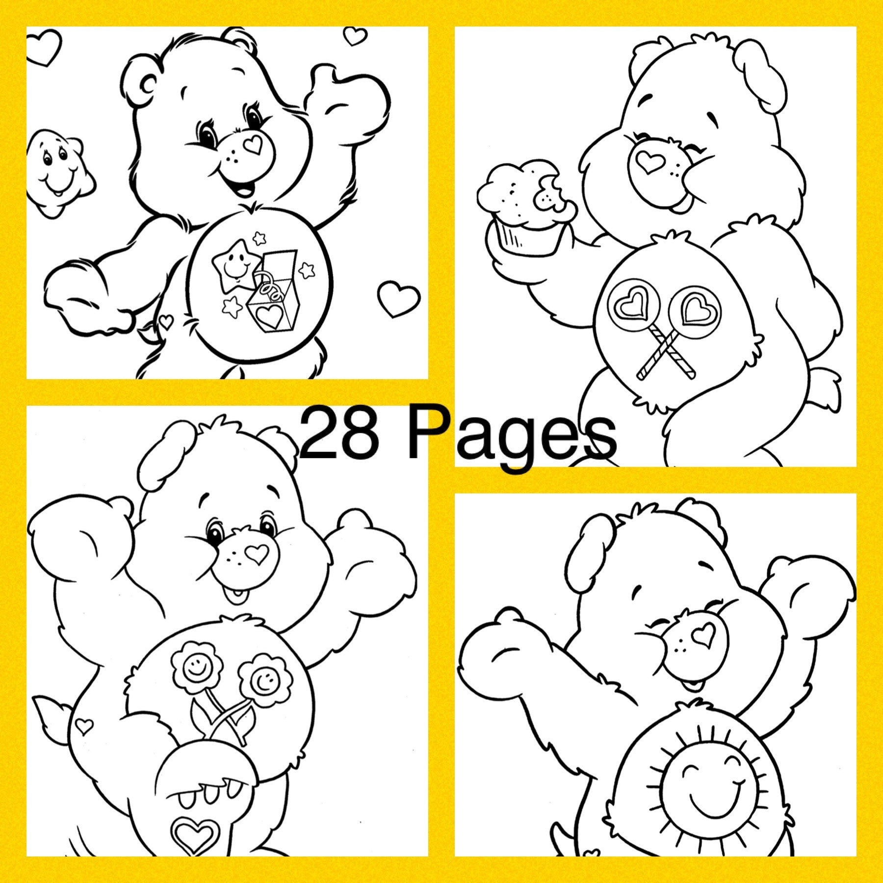 Care Bear Printable Coloring Pages Etsy Australia