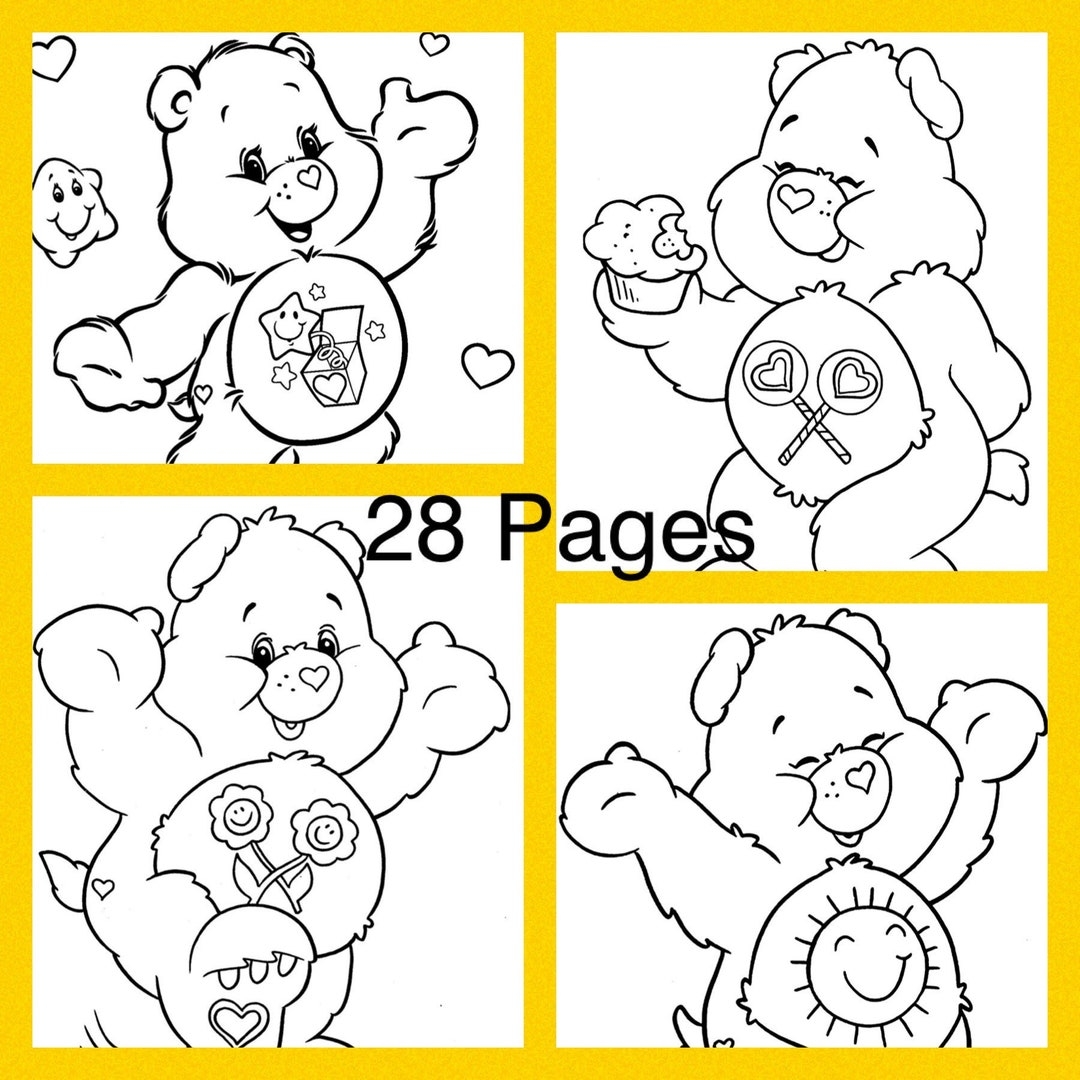Care Bear Printable Coloring Pages Instant Download Etsy India