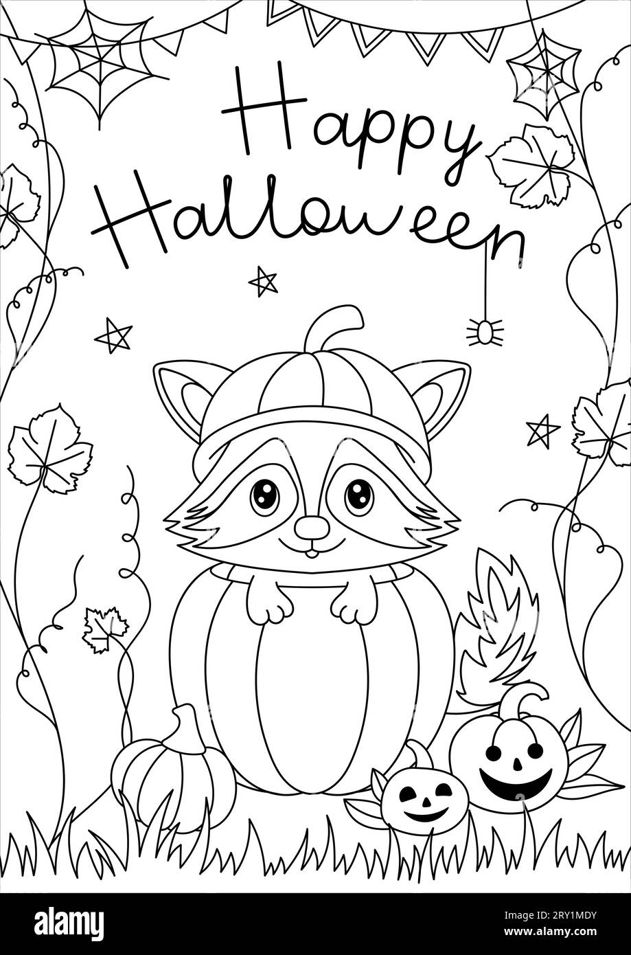 Children s Halloween Coloring Book Cute Animal In A Pumpkin Vector Illustration Halloween Stock Vector Image U0026 Art Alamy
