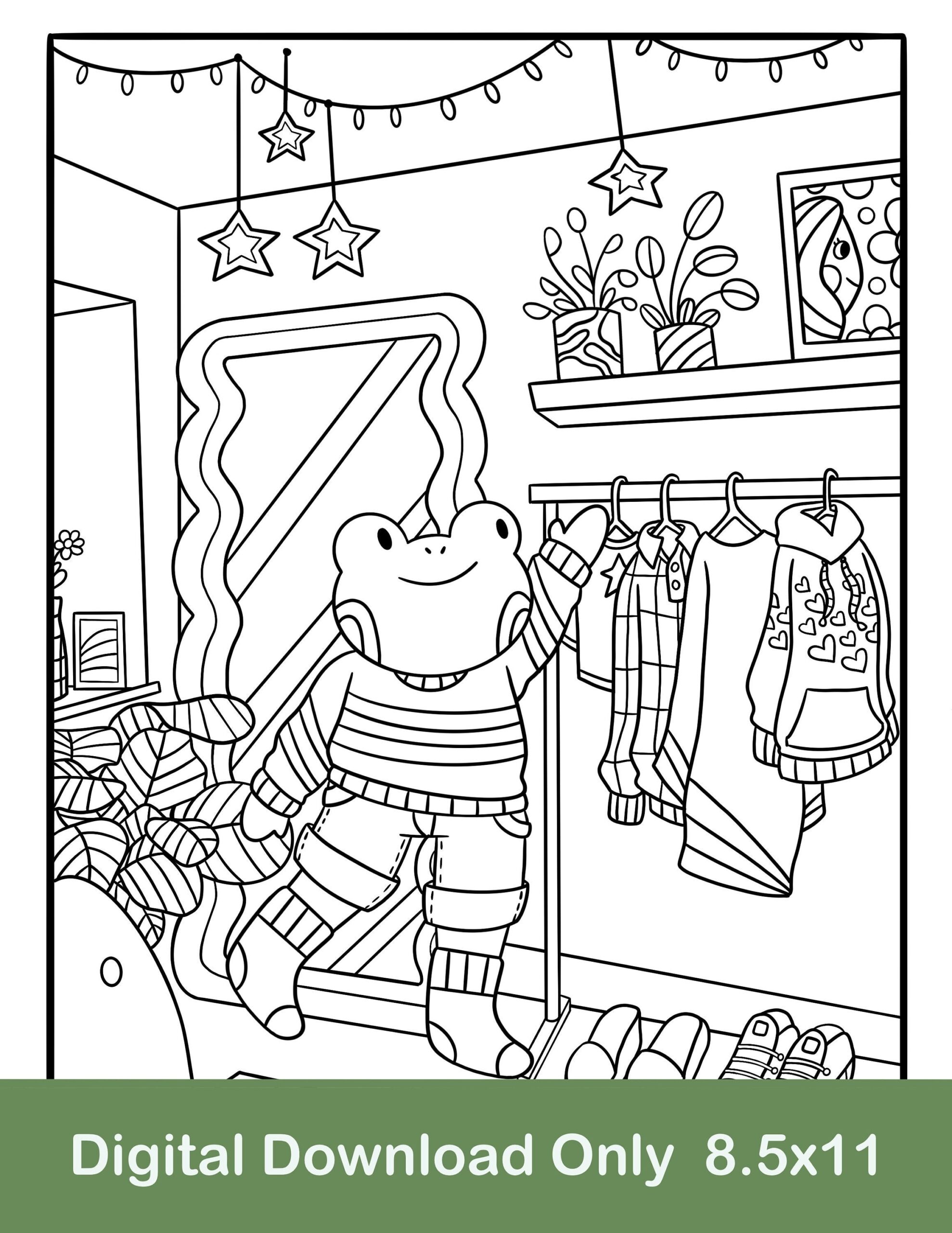 Clothes Frog Coloring Page Cozy Coloring Page Frog Coloring 