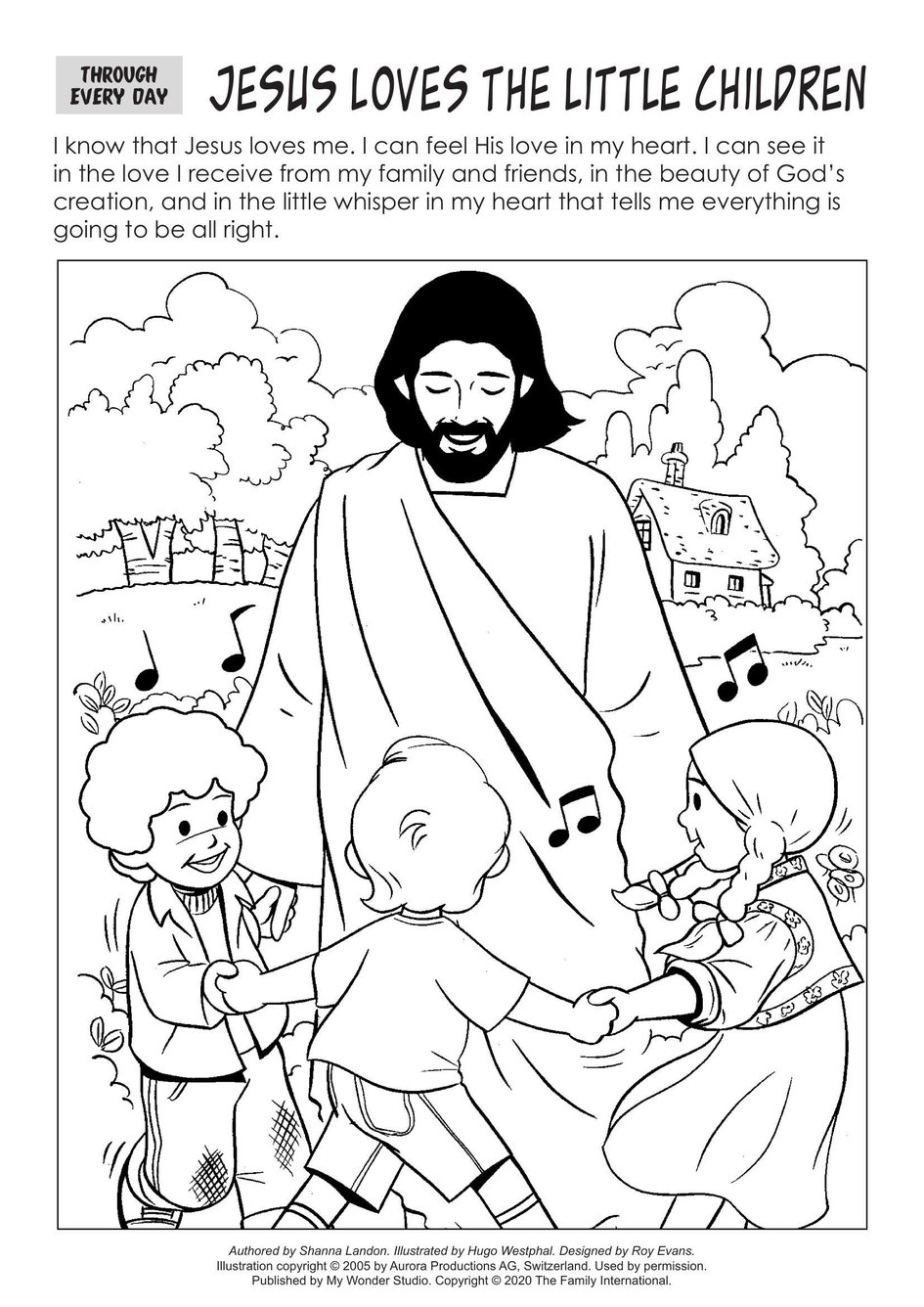Coloring Page Through Every Day Jesus Loves The Little Children 