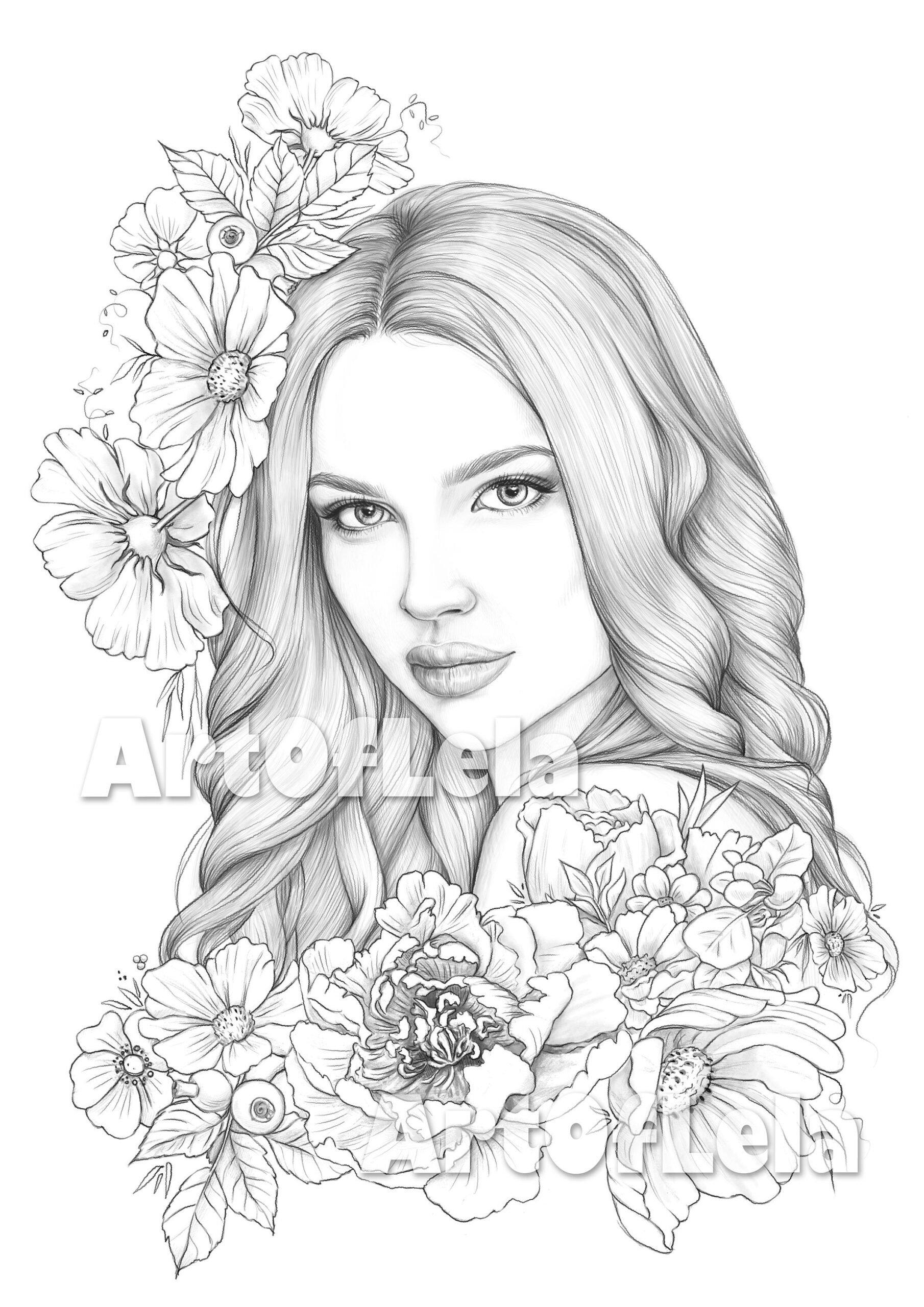 Coloring Page To Download Printable Adult Coloring Pages Grayscale Illustration Etsy UK