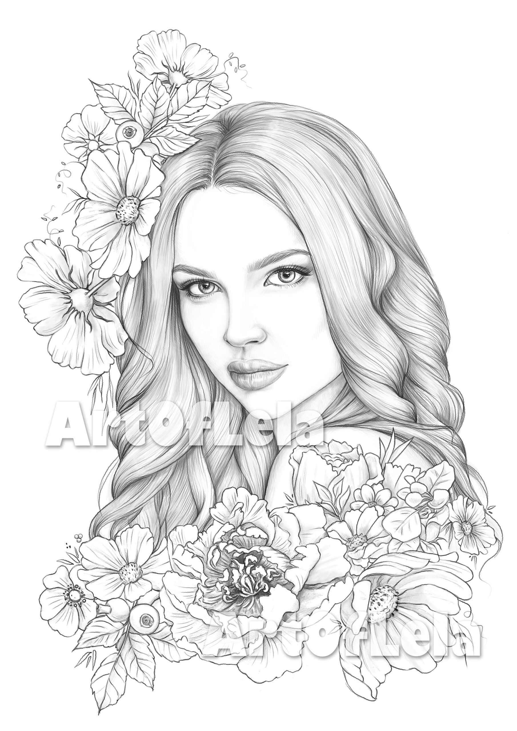 Coloring Page To Download Printable Adult Coloring Pages Grayscale Illustration Etsy UK