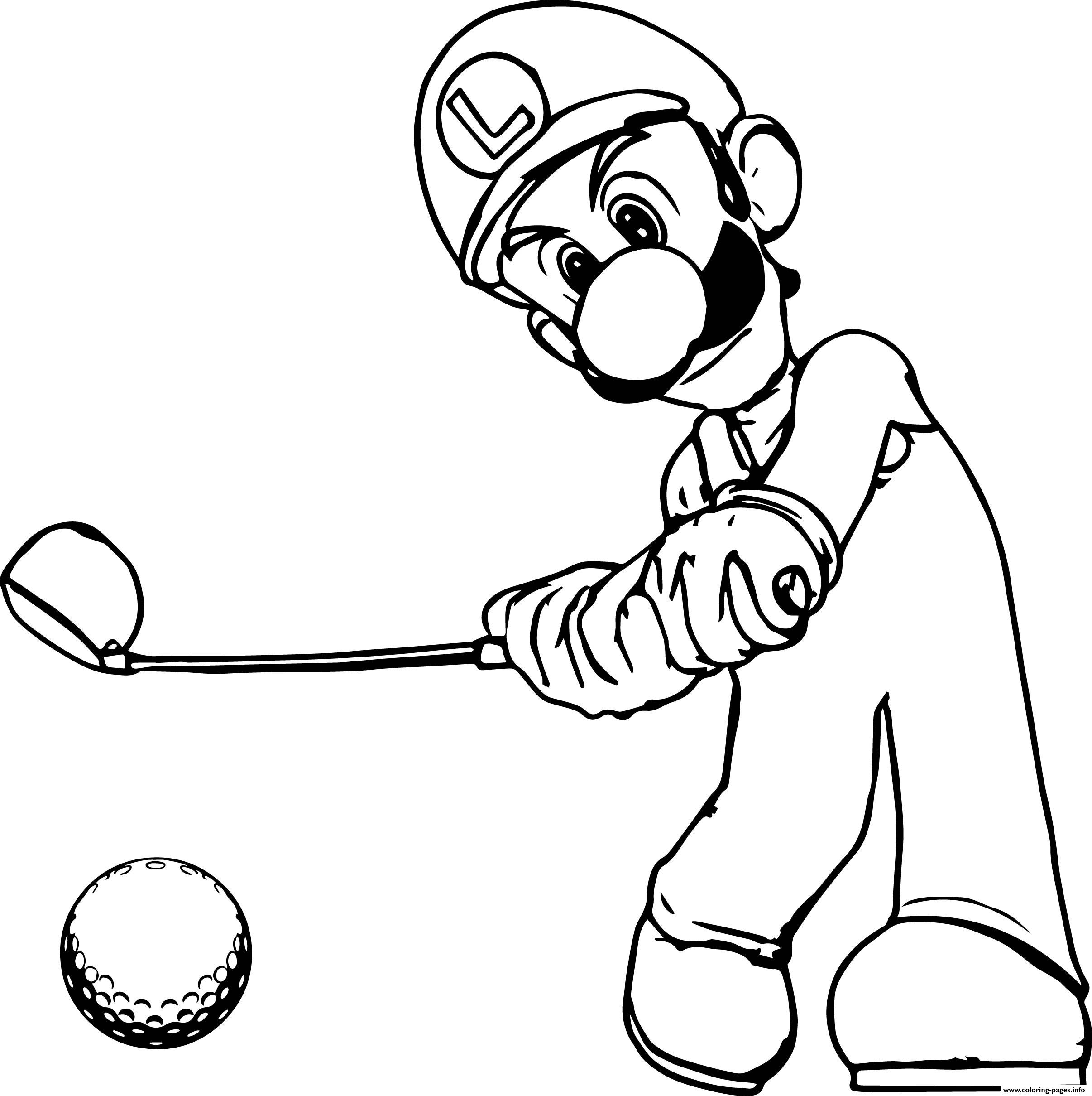 Coloring Pages Mario Luigi Golf Coloring Sheetd Pages Super 