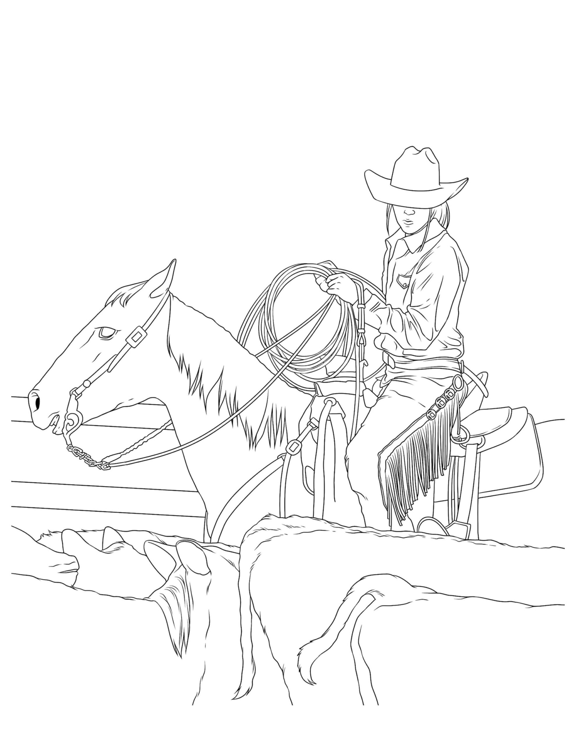 Cowgirls U0026 Horses Coloring For Adults 9 Printable Coloring Pages 
