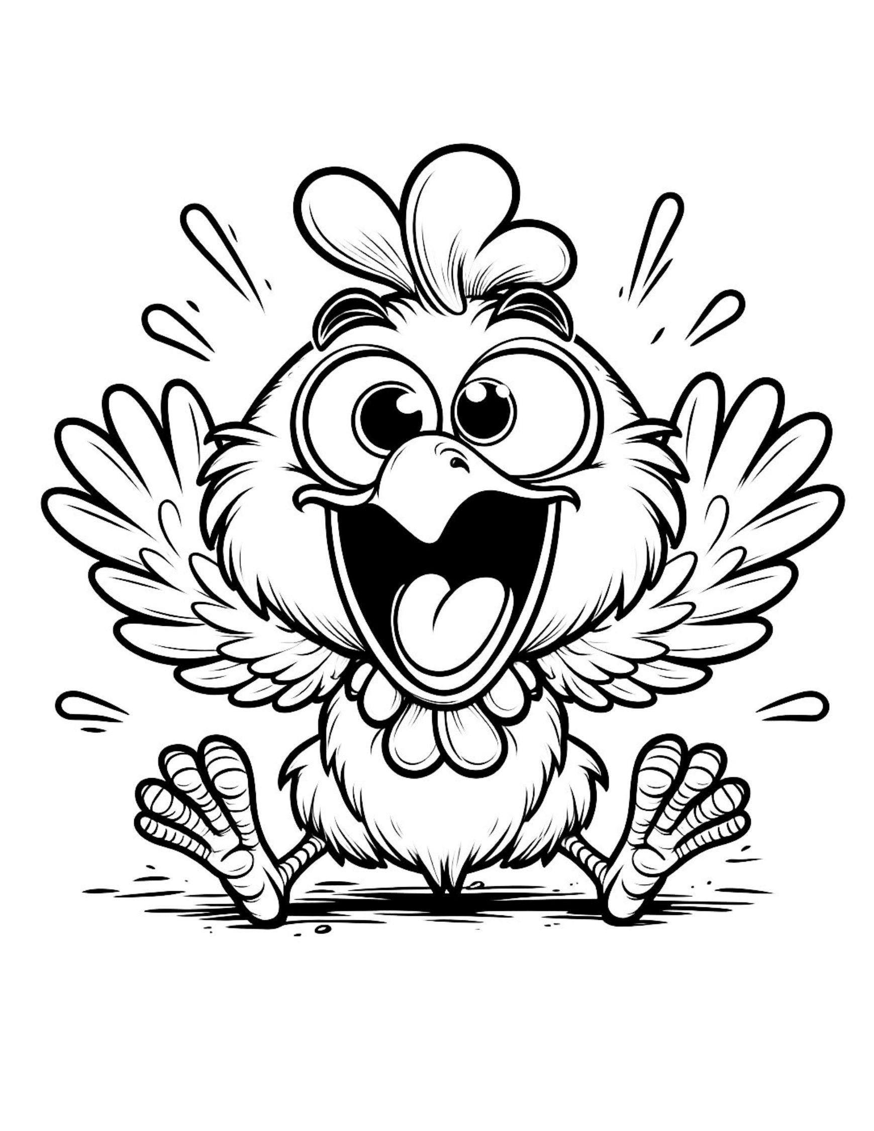 Crazy Chicken Funny Coloring Book Printable Coloring Book 