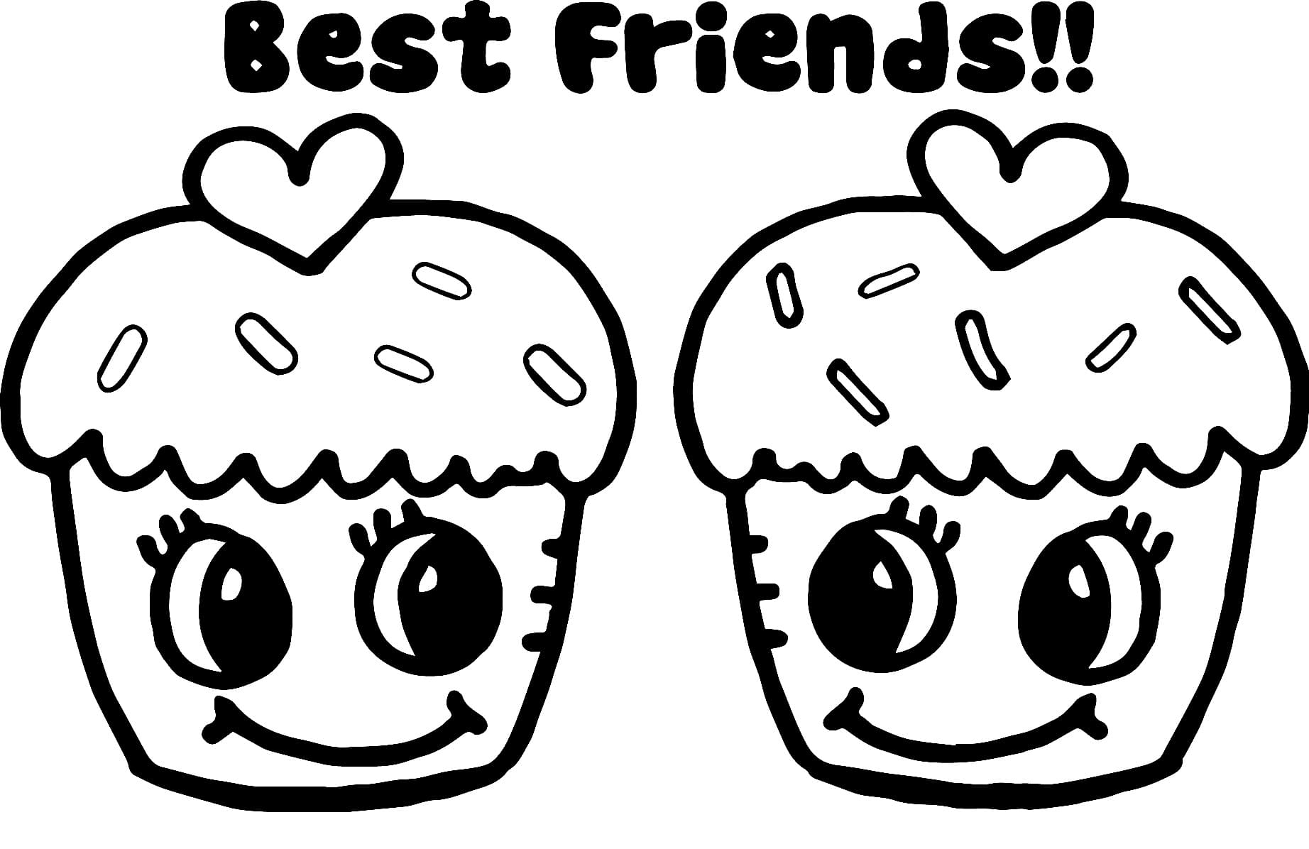 Cupcakes Best Friends Coloring Page Download Print Or Color Online For Free