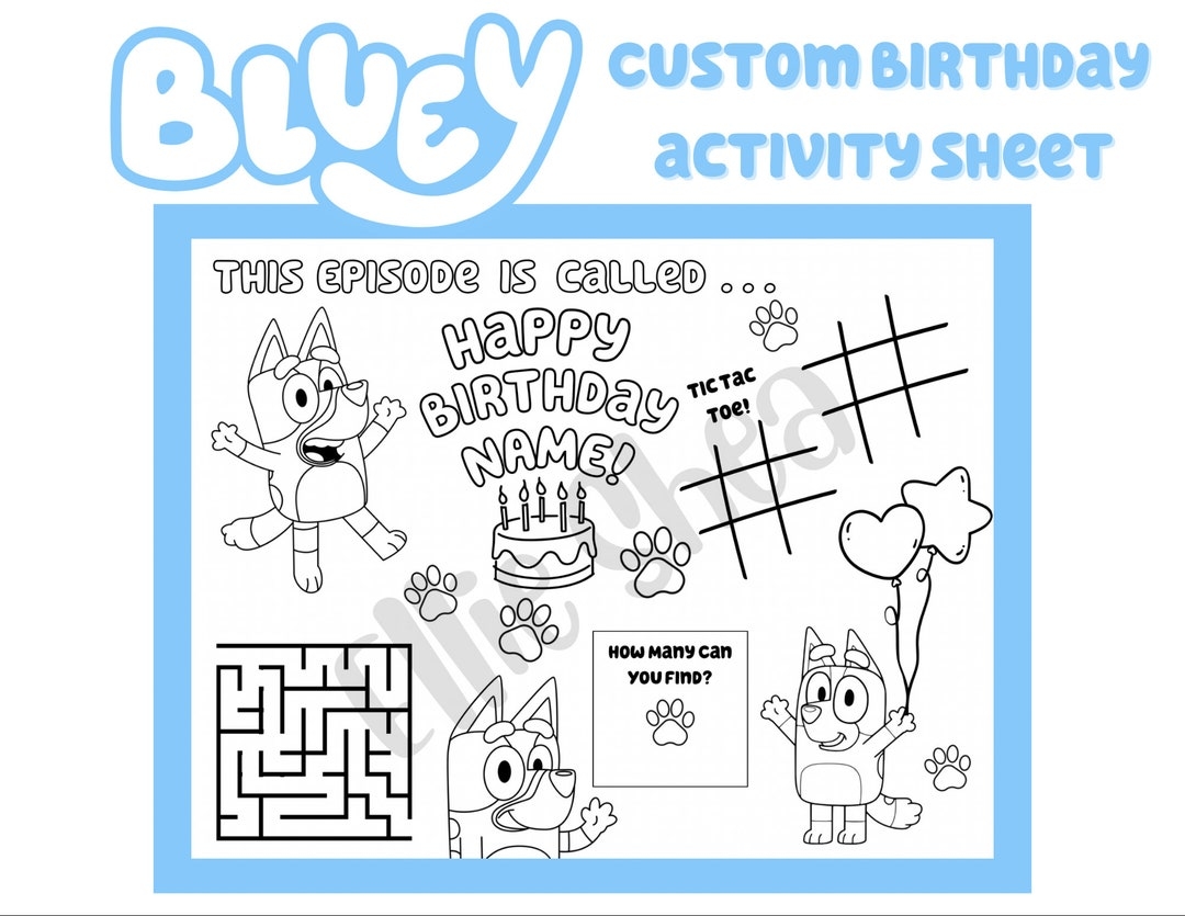 Bluey Birthday Coloring Page Printable