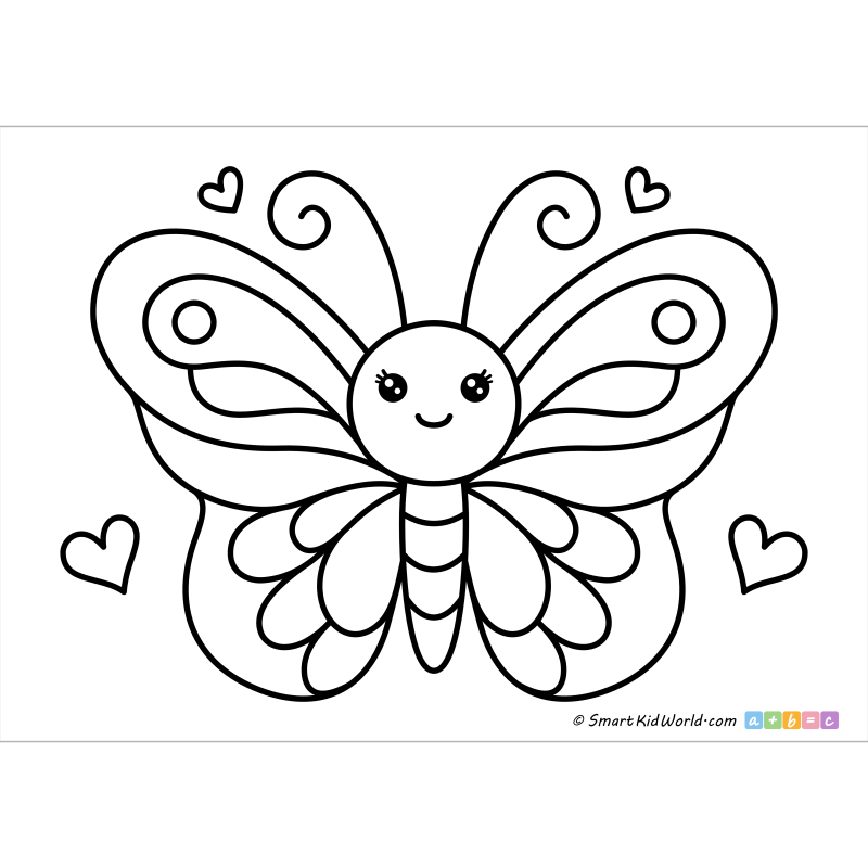 Cute Butterfly Bold And Easy Coloring Page For Kids SmartKidWorld