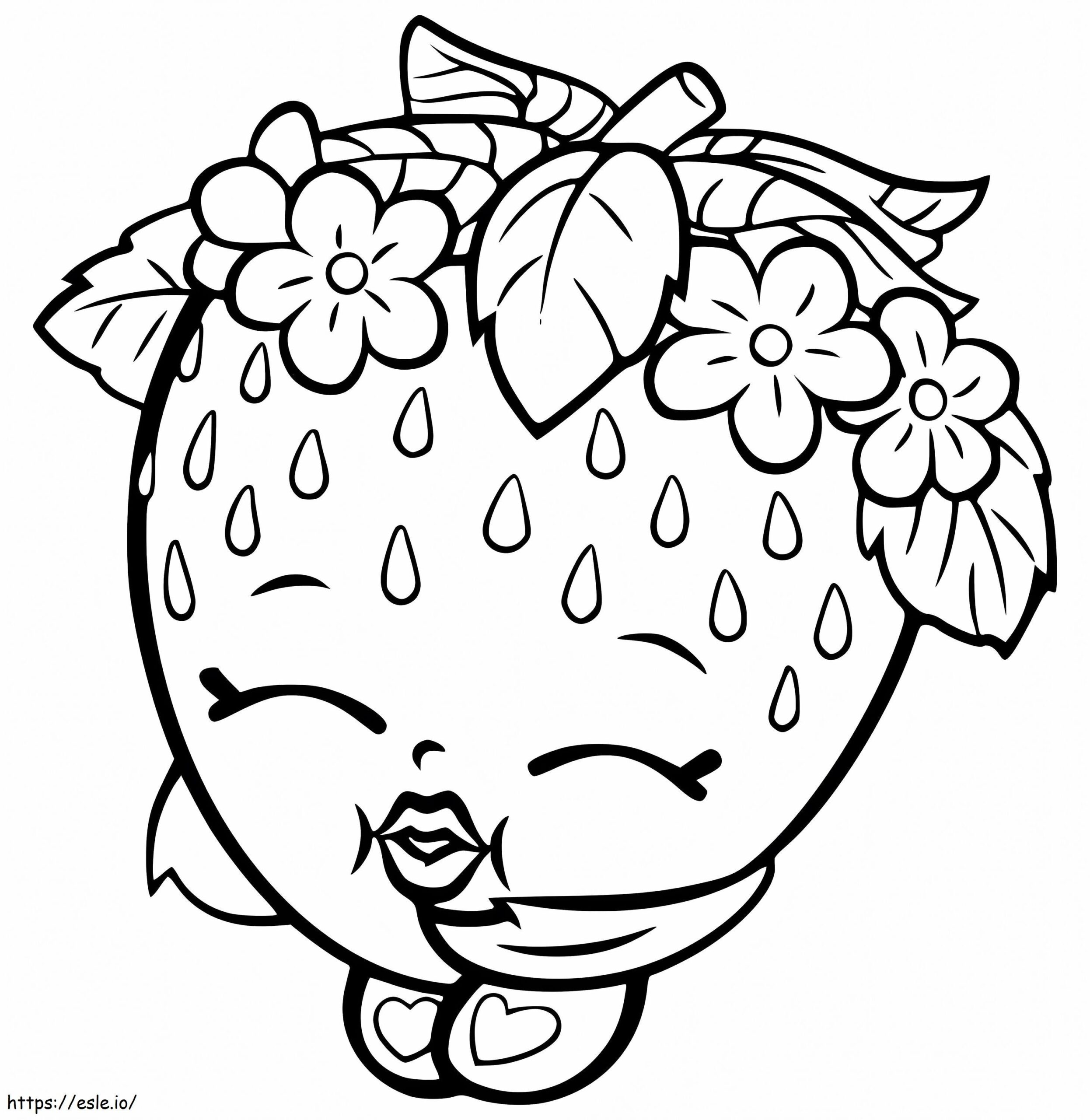 Cute Cartoon Strawberry Coloring Page