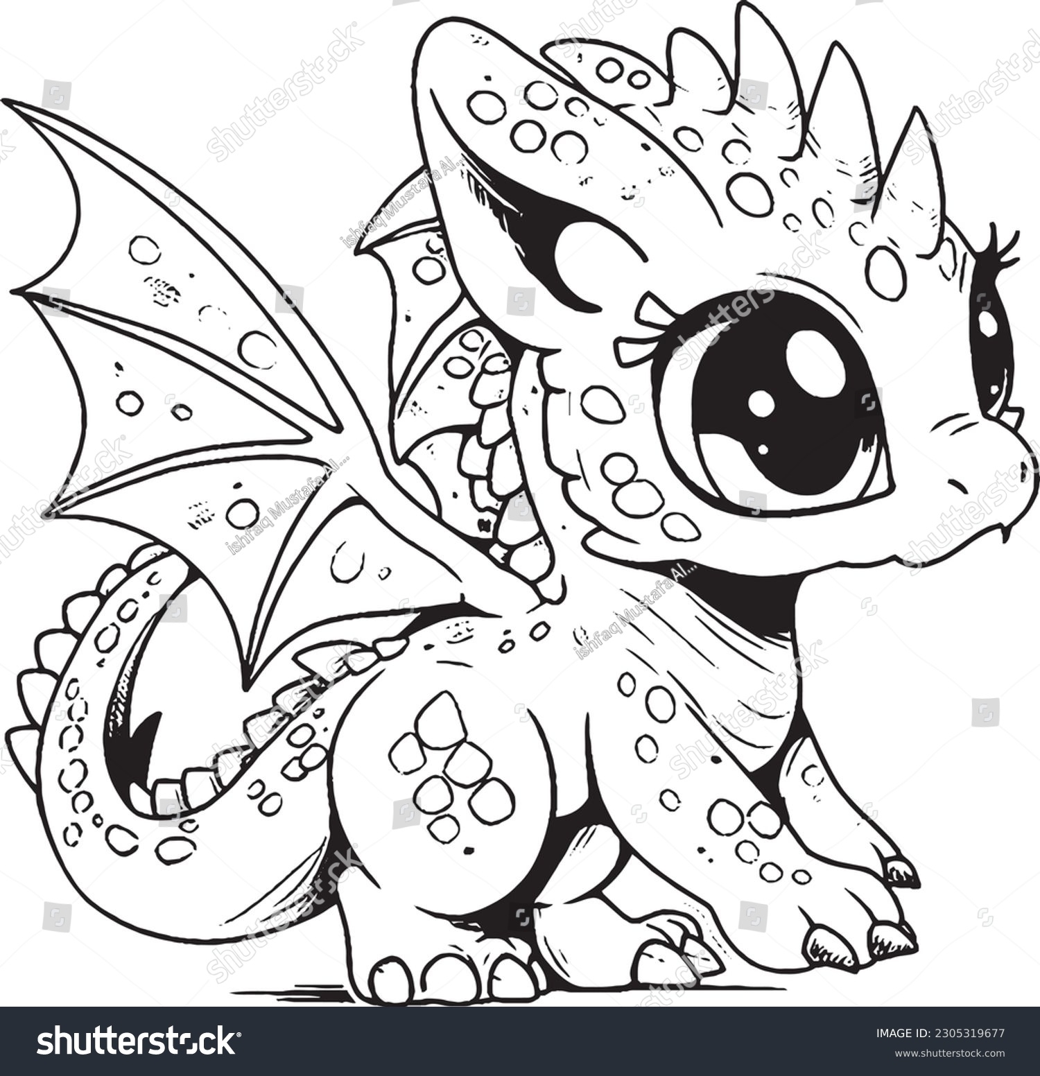 Cute Dragon Coloring Pages Kids Adults Stock Vector Royalty Free 