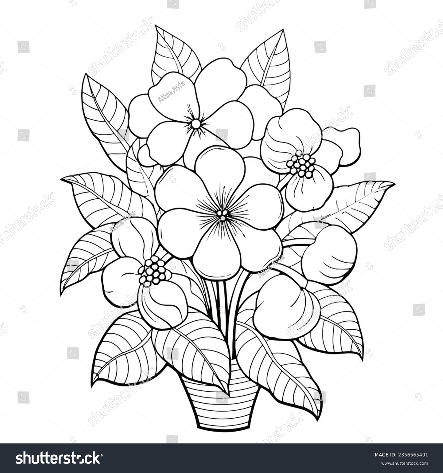 Cute Flower Coloring Book Page Kids Stock Vector Royalty Free 