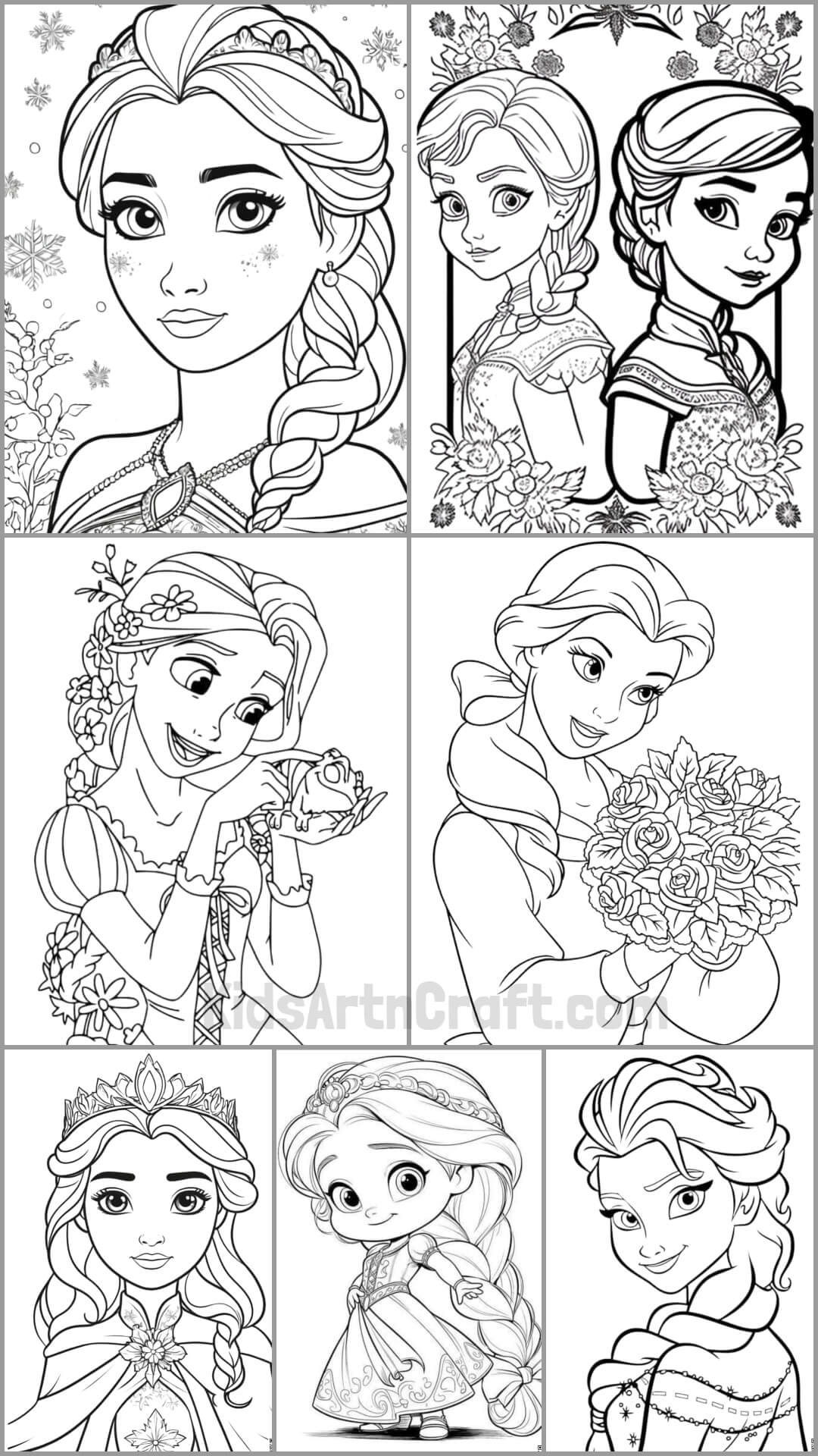 Cute Princesses Coloring Pages For Children Free Worksheet Printable Kids Art U0026 Craft