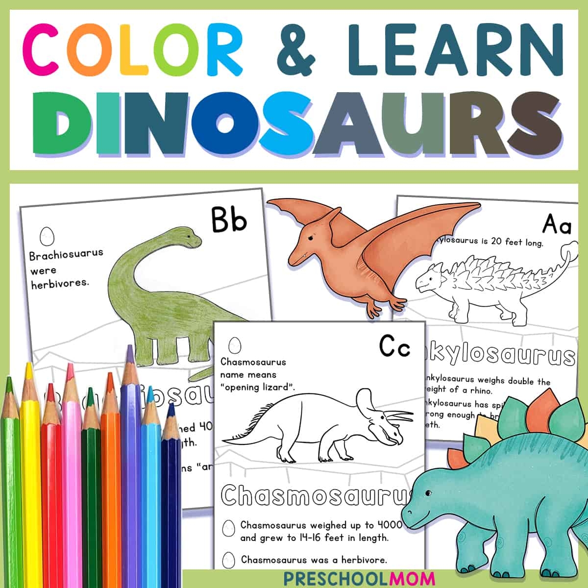 Dinosaur Coloring Pages Preschool Mom