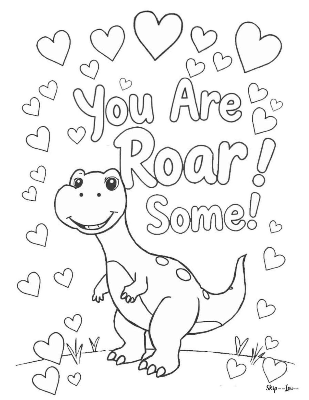 Dinosaur Valentines Coloring Pages Skip To My Lou