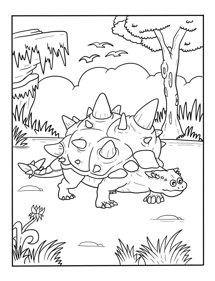 Dinosaurs Coloring Sheet Free Printable Euoplocephalus Coloring 