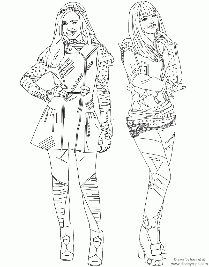 Disneys Descendants 2 Printable Coloring Pages Disneyclips Worksheets Library