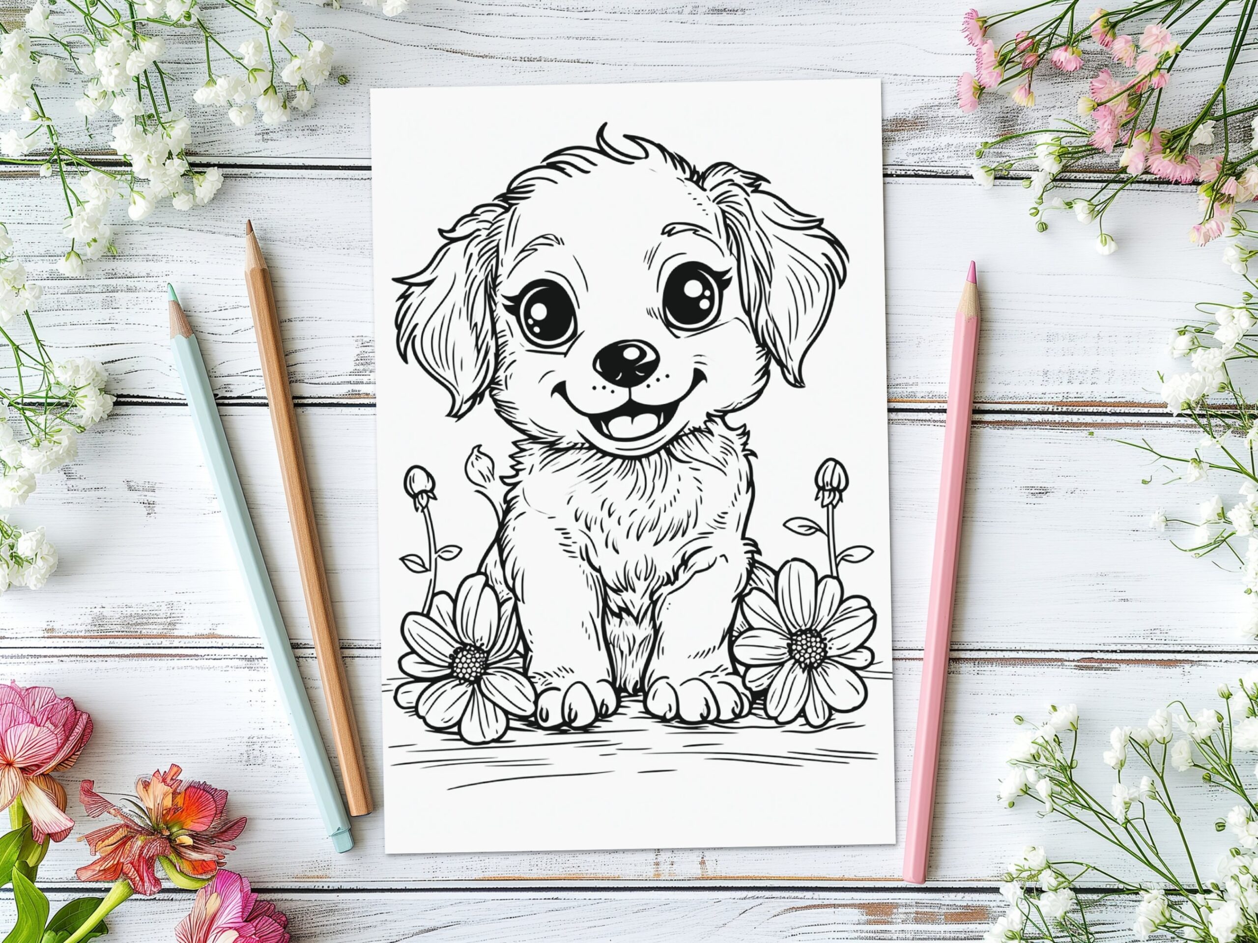 Dog Coloring Page Kids Coloring Sheet Of Pet Golden Retriever Dog Breed Cute Puppy Activity For Children Kids Coloring Page Gift For Girls Etsy Denmark