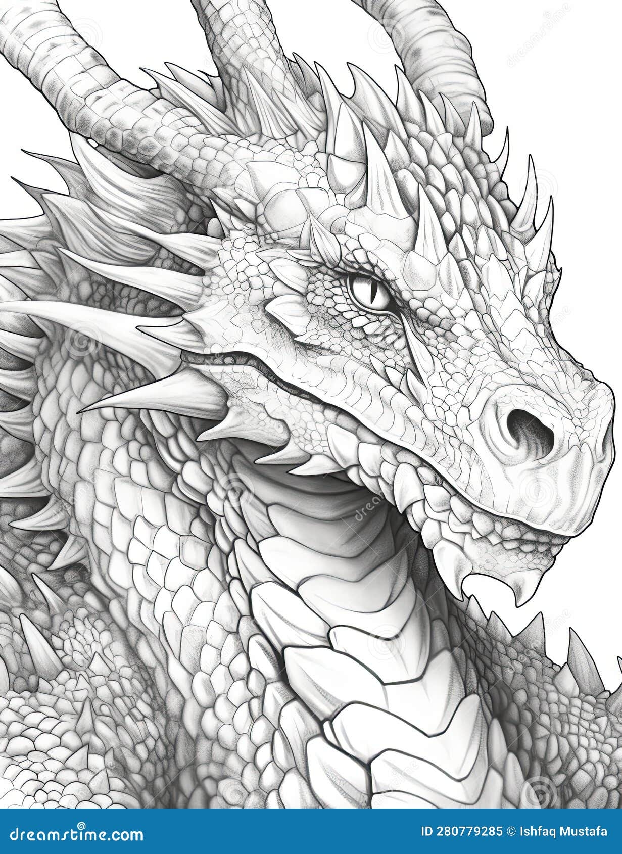 Dragon Dreams Intricate Coloring Pages For Adult Creativity Stock Illustration Illustration Of Head Sketch 280779285