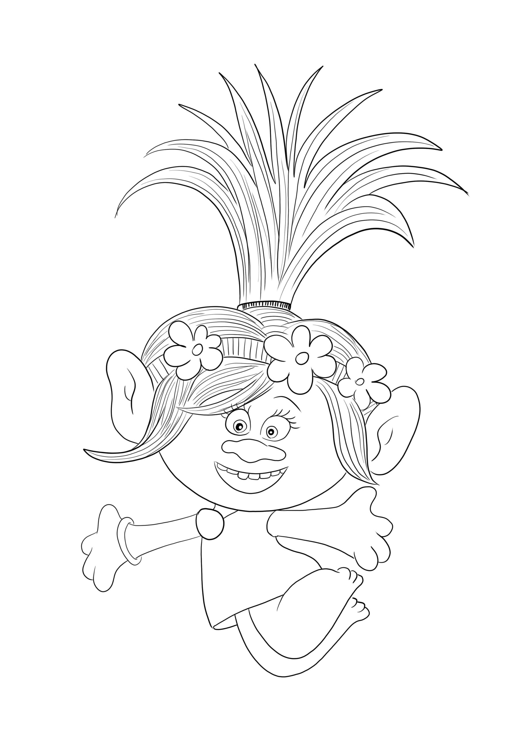 Easy And Simple Free Coloring Sheet Poppy From Trolls To Print Or 